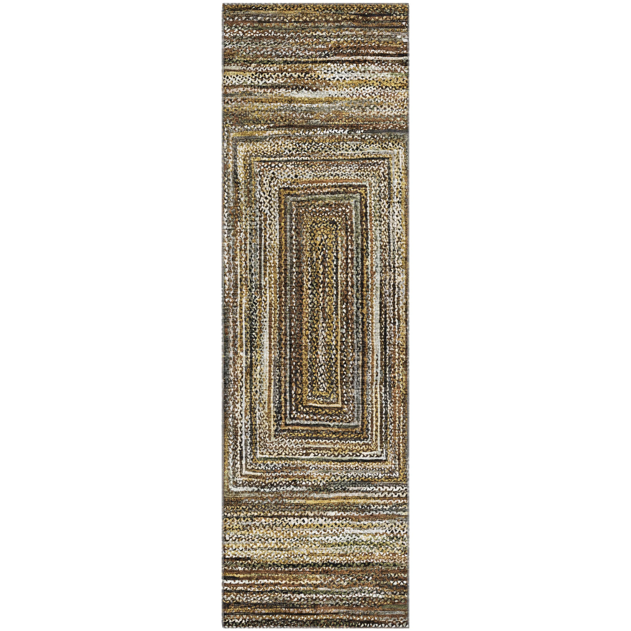 Vienna Machine Washable Transitional Brown Rug 2'3" x 7'6" #shape_Runner