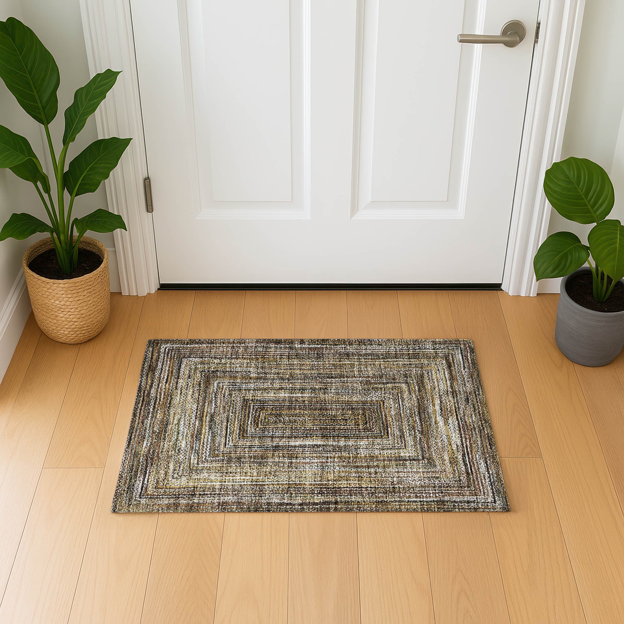 Vienna Machine Washable Transitional Brown Rug 1'8" x 2'6" #shape_Rectangle