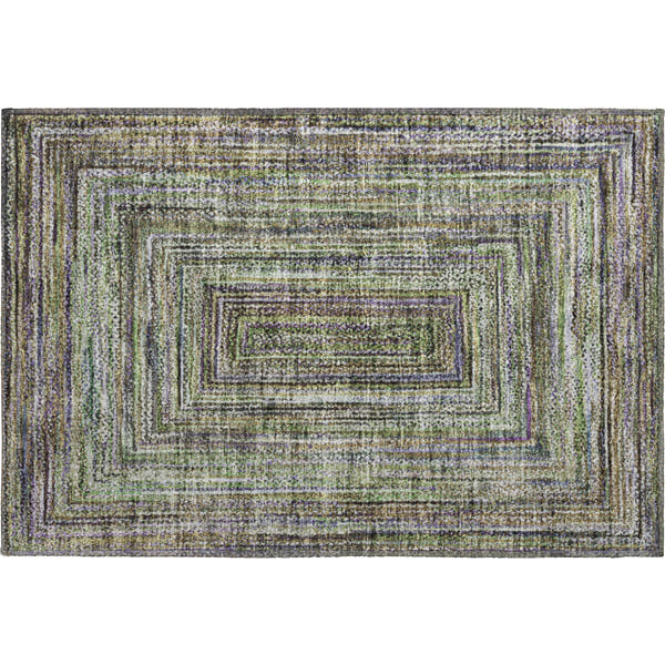 Vienna Machine Washable Transitional Olive Green Rug 1'8" x 2'6"