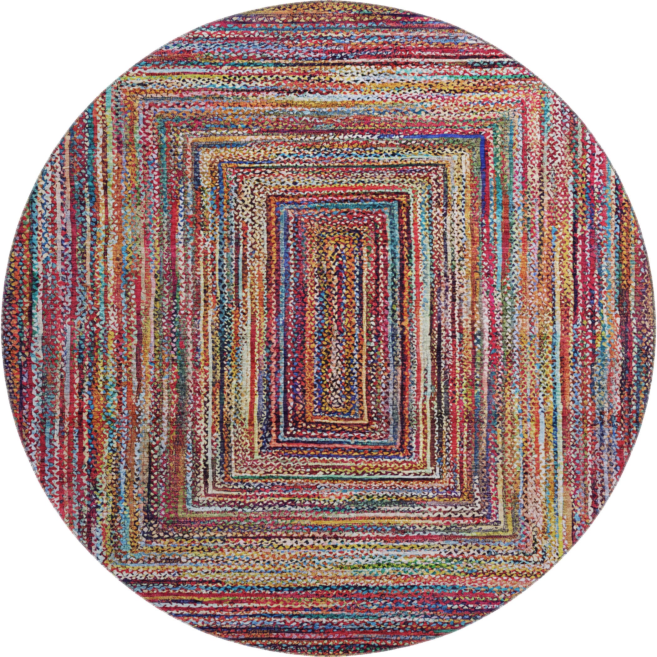 Vienna Machine Washable Transitional Paprika Orange Rug 8' x 8' #shape_Round