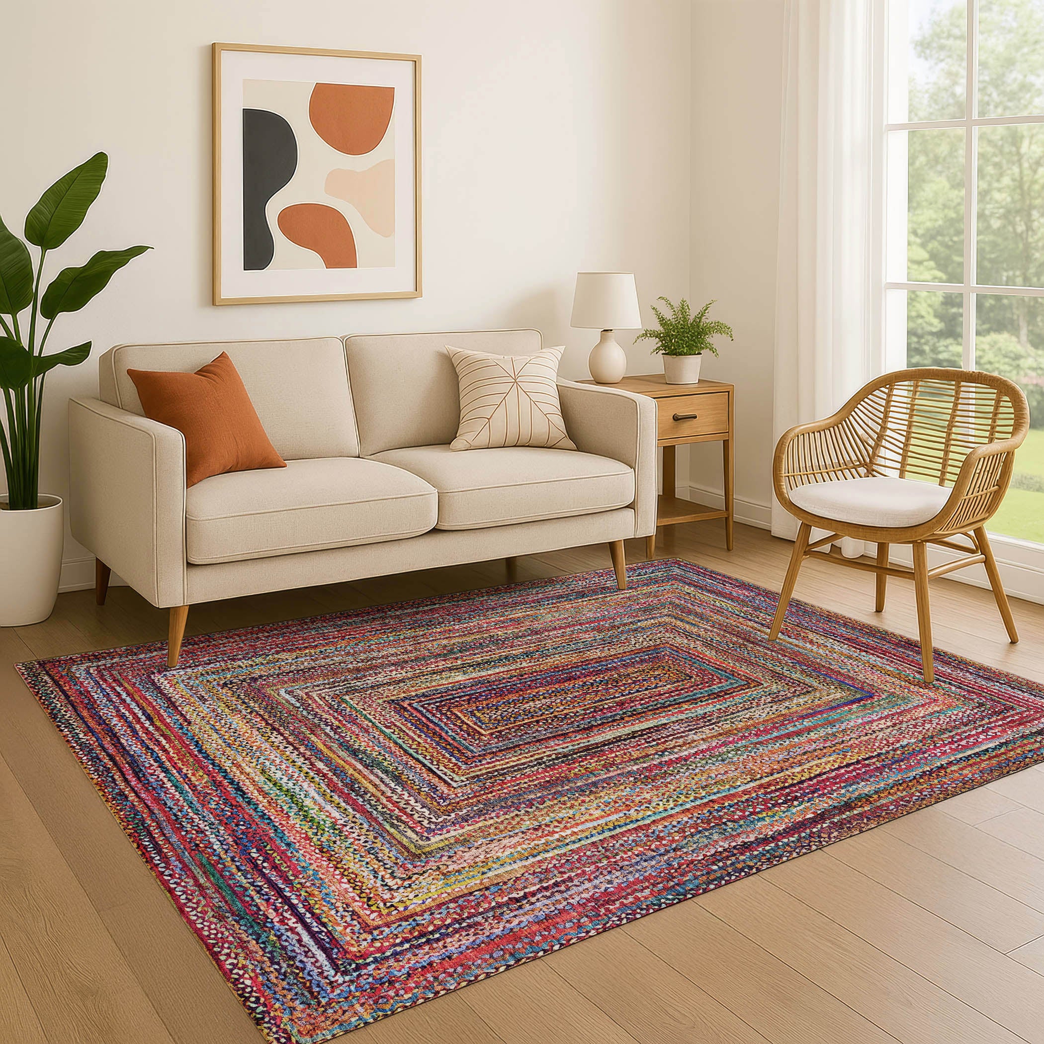 Vienna Machine Washable Transitional Paprika Orange Rug 2'6" x 3'10" #shape_Rectangle