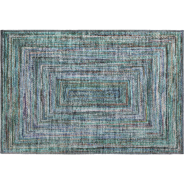 Vienna Machine Washable Transitional Teal Rug 1'8" x 2'6"