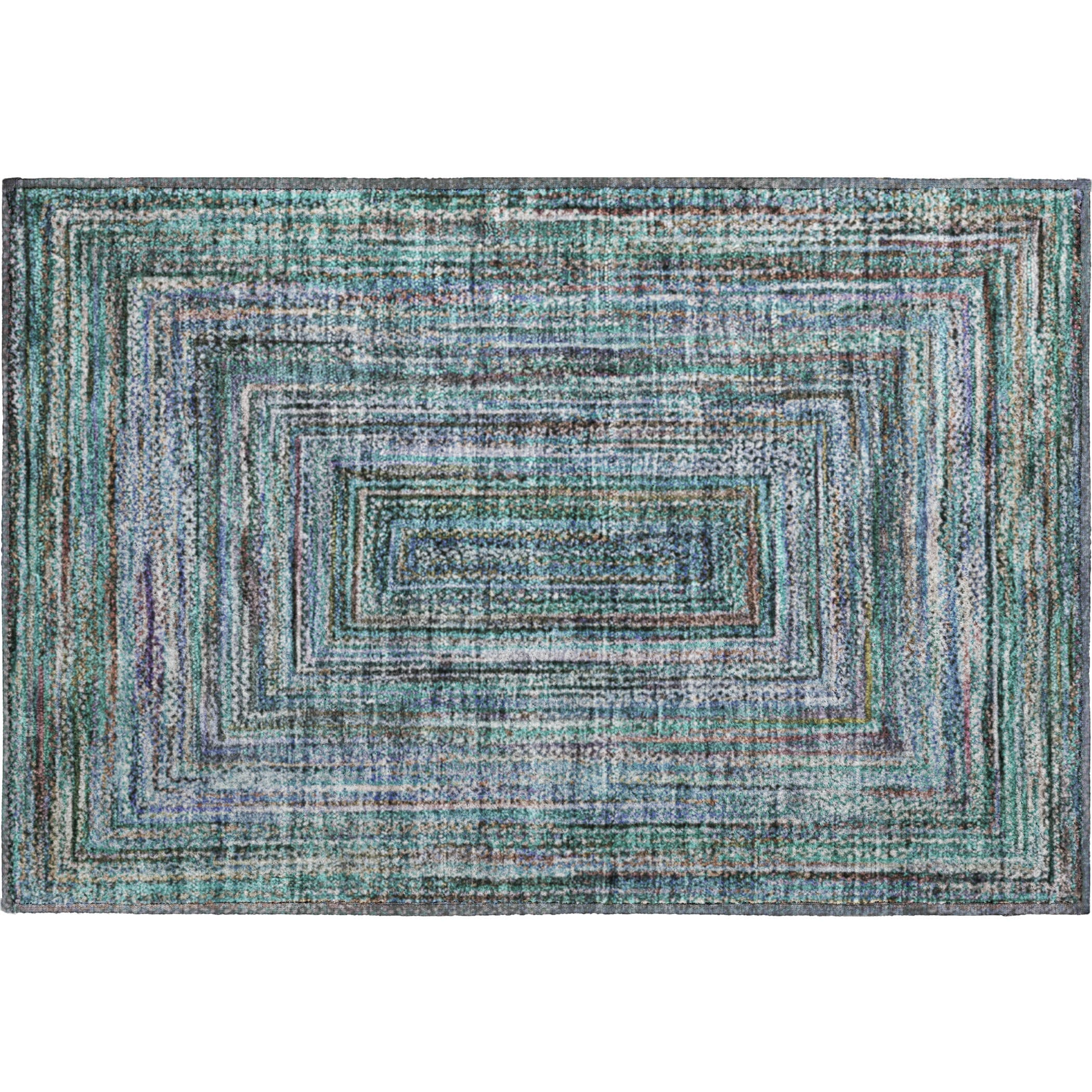 Vienna Machine Washable Transitional Teal Rug 1'8" x 2'6" #shape_Rectangle