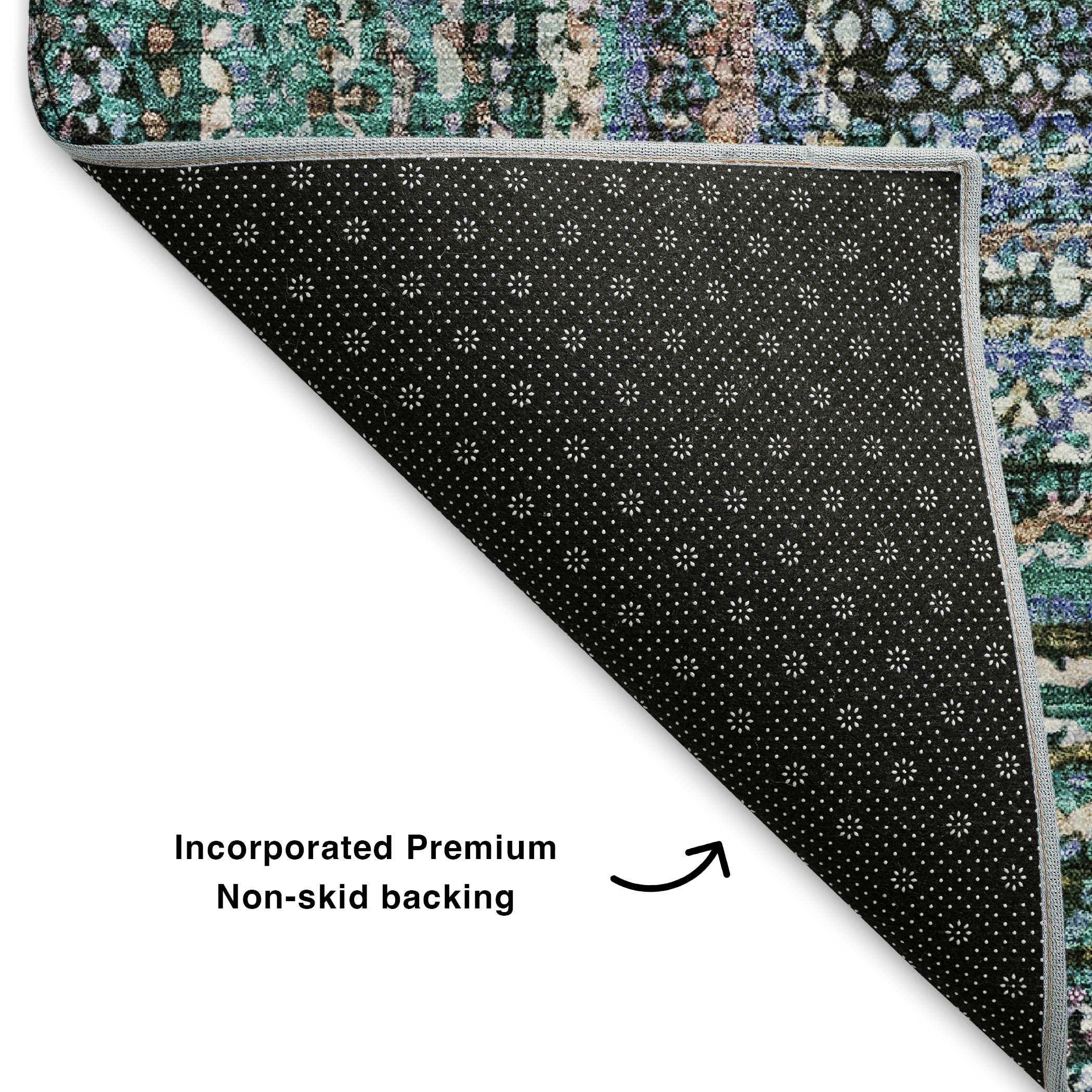 Vienna Machine Washable Transitional Teal Rug 1'8" x 2'6" #shape_Rectangle