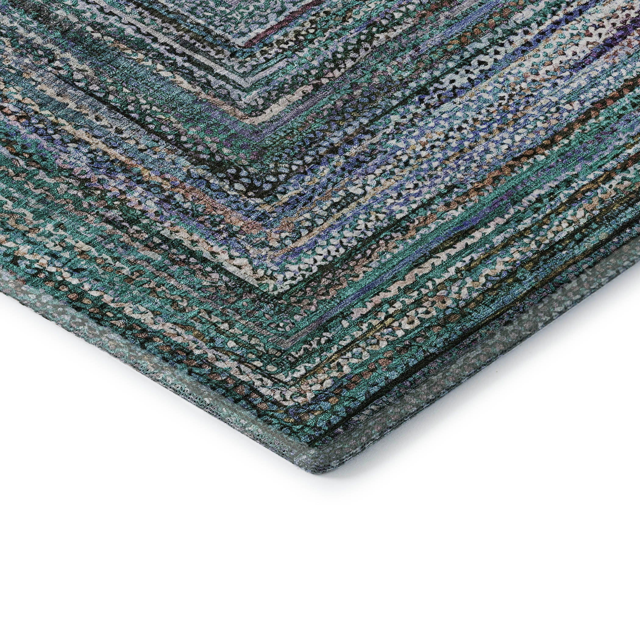Vienna Machine Washable Transitional Teal Rug 1'8" x 2'6" #shape_Rectangle