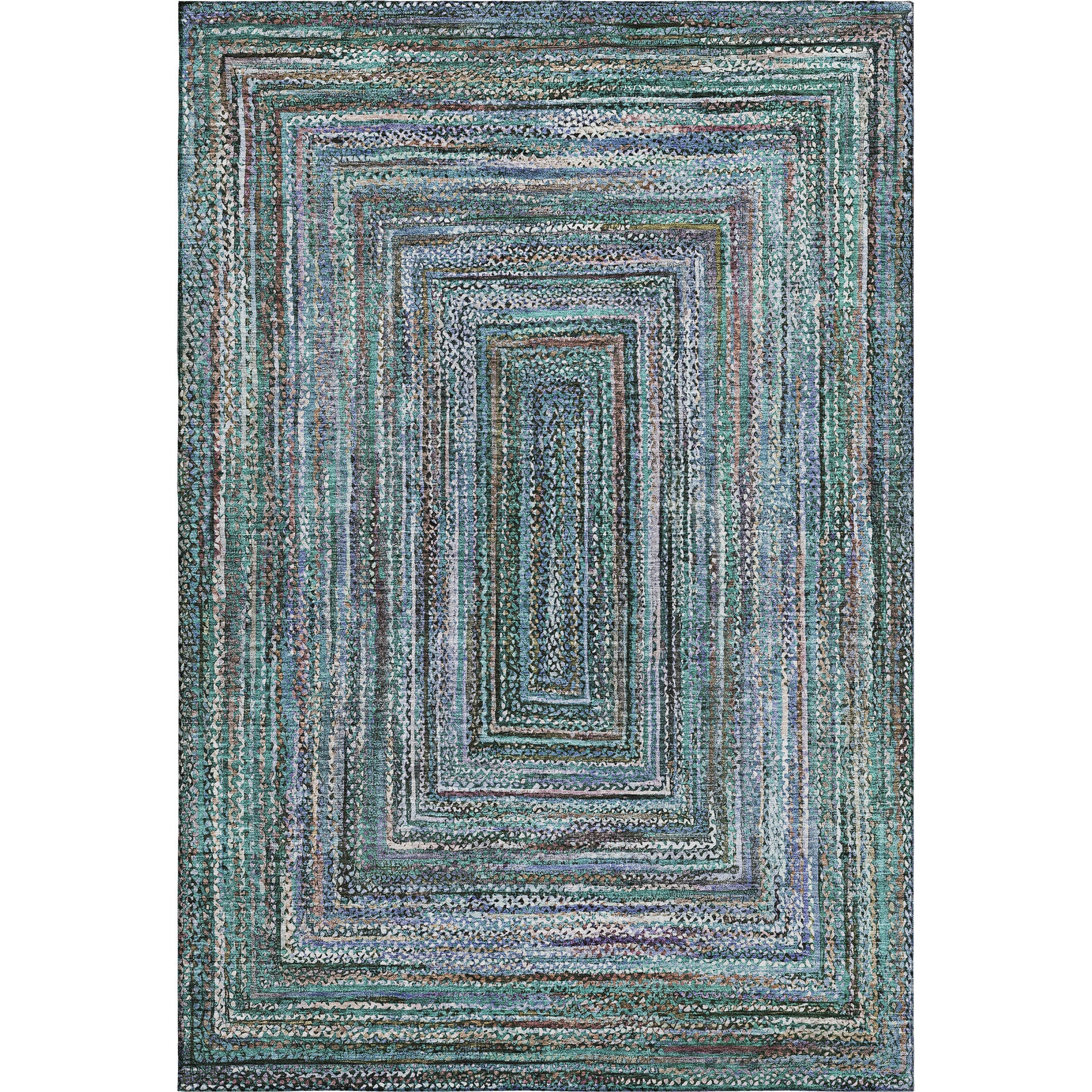 Vienna Machine Washable Transitional Teal Rug 2'6" x 3'10" #shape_Rectangle