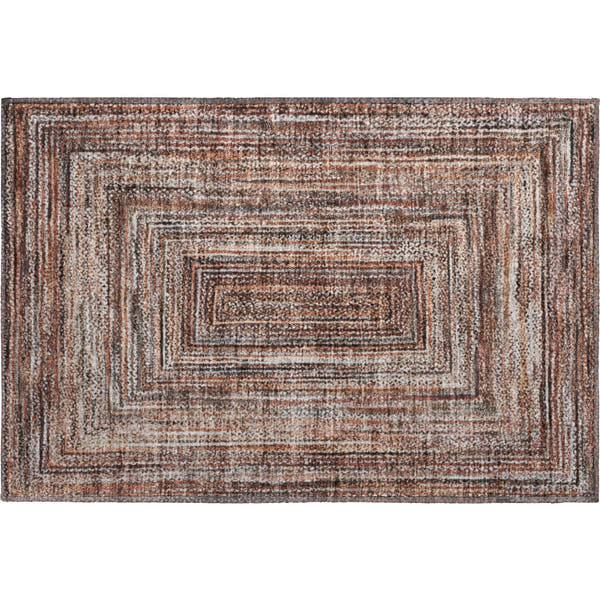 Vienna Machine Washable Transitional Terracotta Orange Rug 1'8" x 2'6"