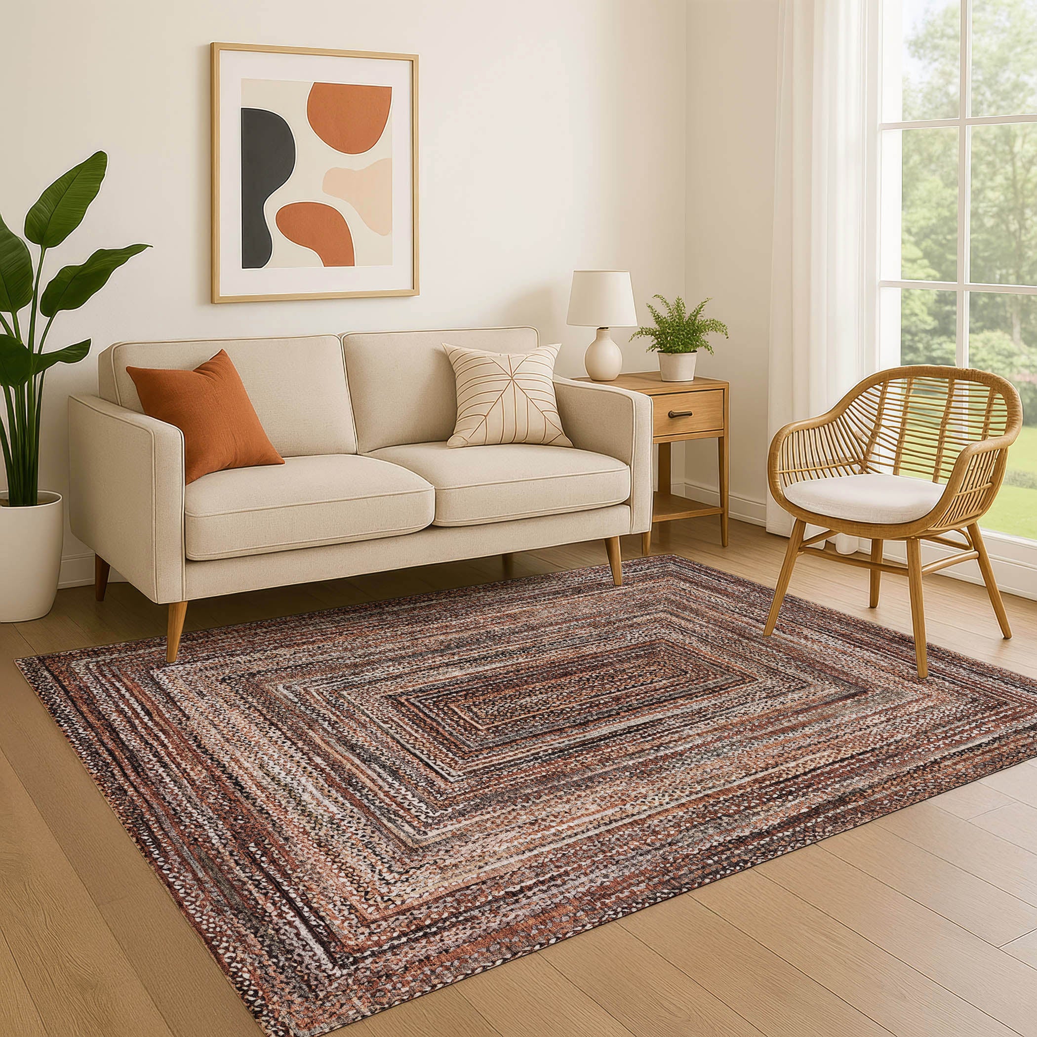 Vienna Machine Washable Transitional Terracotta Orange Rug 2'6" x 3'10" #shape_Rectangle