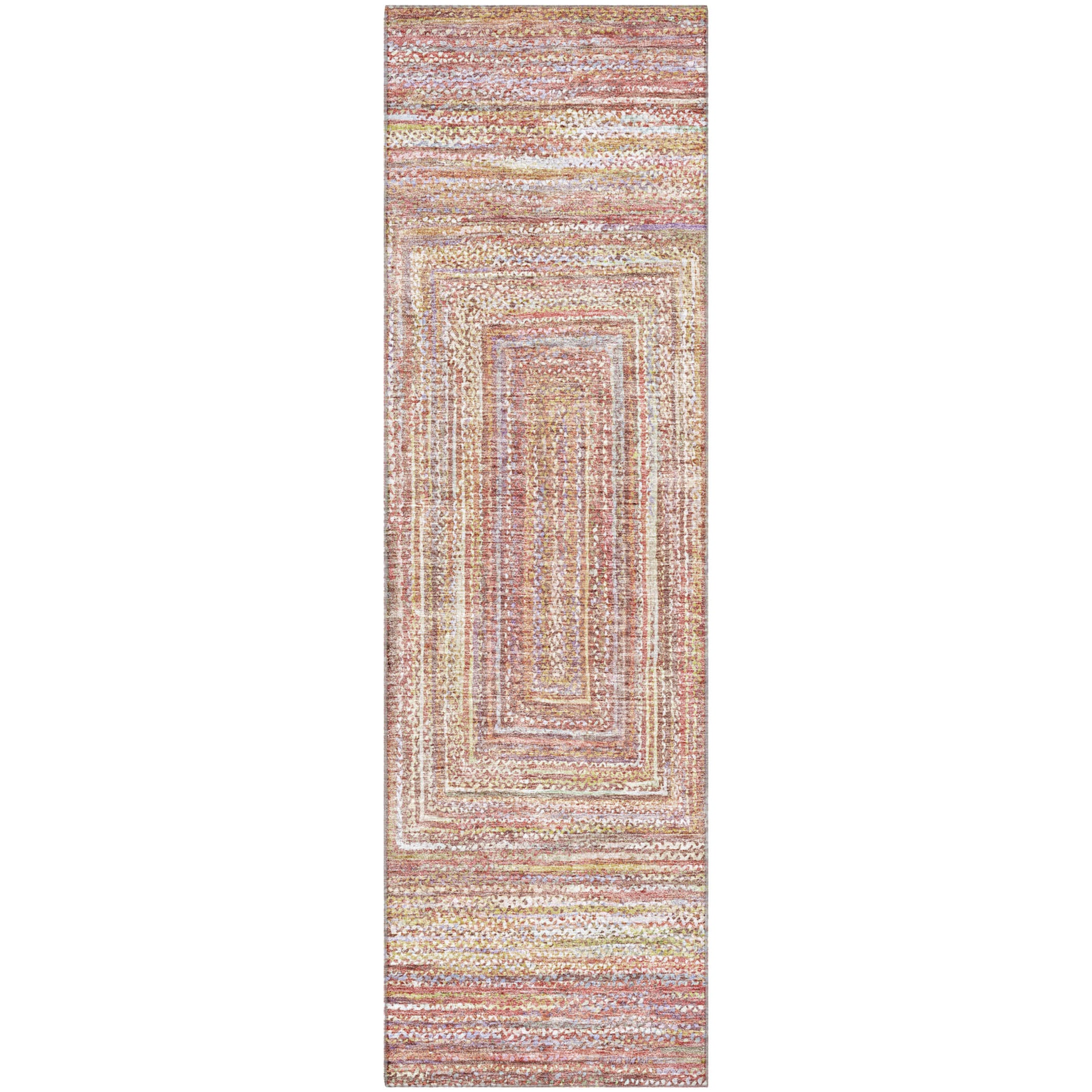 Seoul Machine Washable Transitional Paprika Orange Rug 2'3" x 7'6" #shape_Runner
