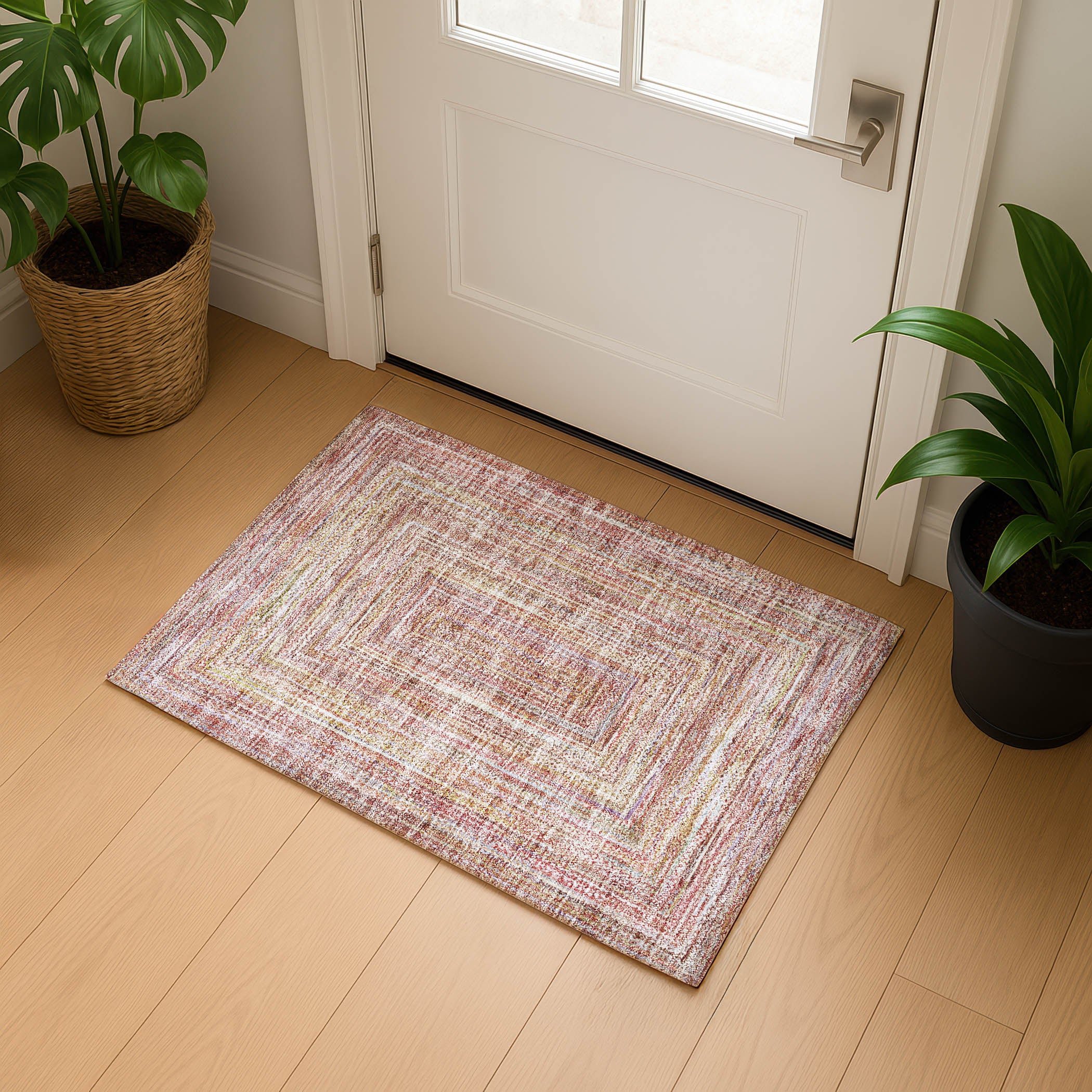 Seoul Machine Washable Transitional Paprika Orange Rug 1'8" x 2'6" #shape_Rectangle
