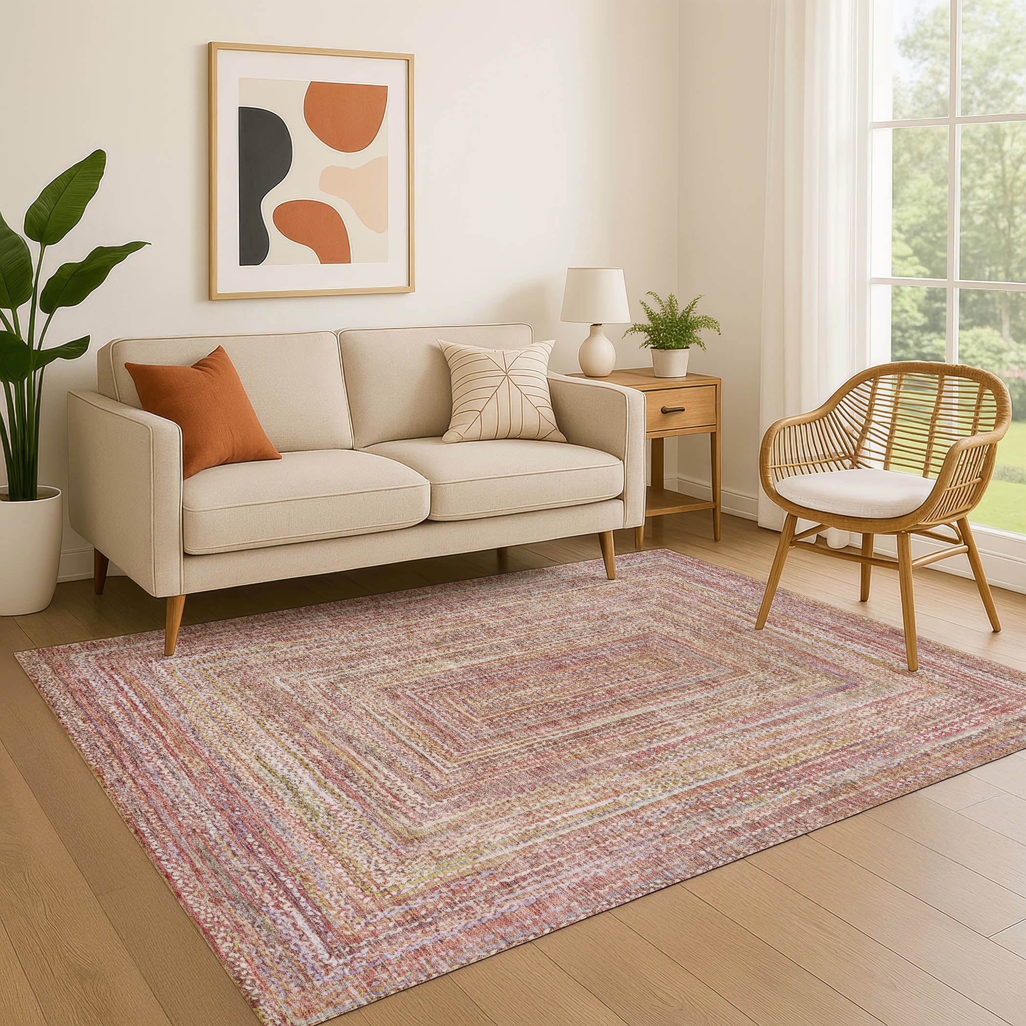 Seoul Machine Washable Transitional Paprika Orange Rug 2'6" x 3'10" #shape_Rectangle