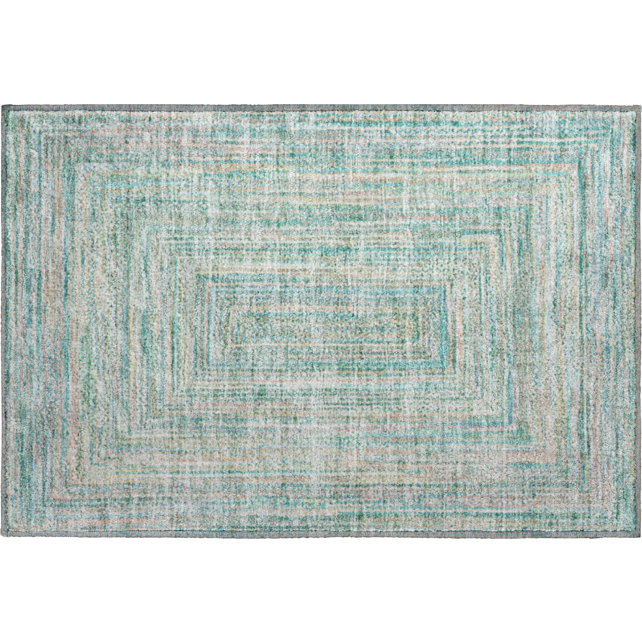 Seoul Machine Washable Transitional Teal Rug 1'8" x 2'6" #shape_Rectangle