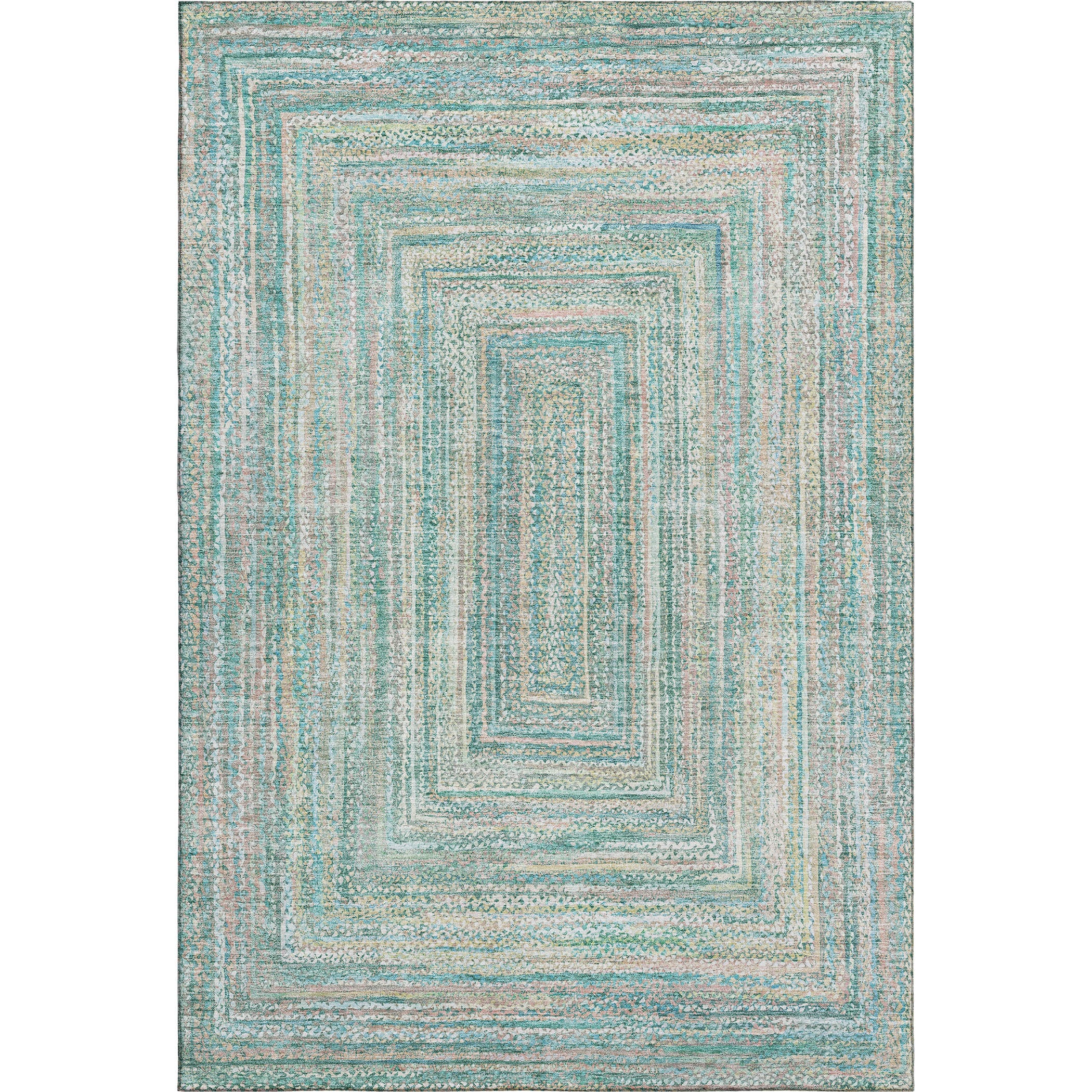 Seoul Machine Washable Transitional Teal Rug 2'6" x 3'10" #shape_Rectangle