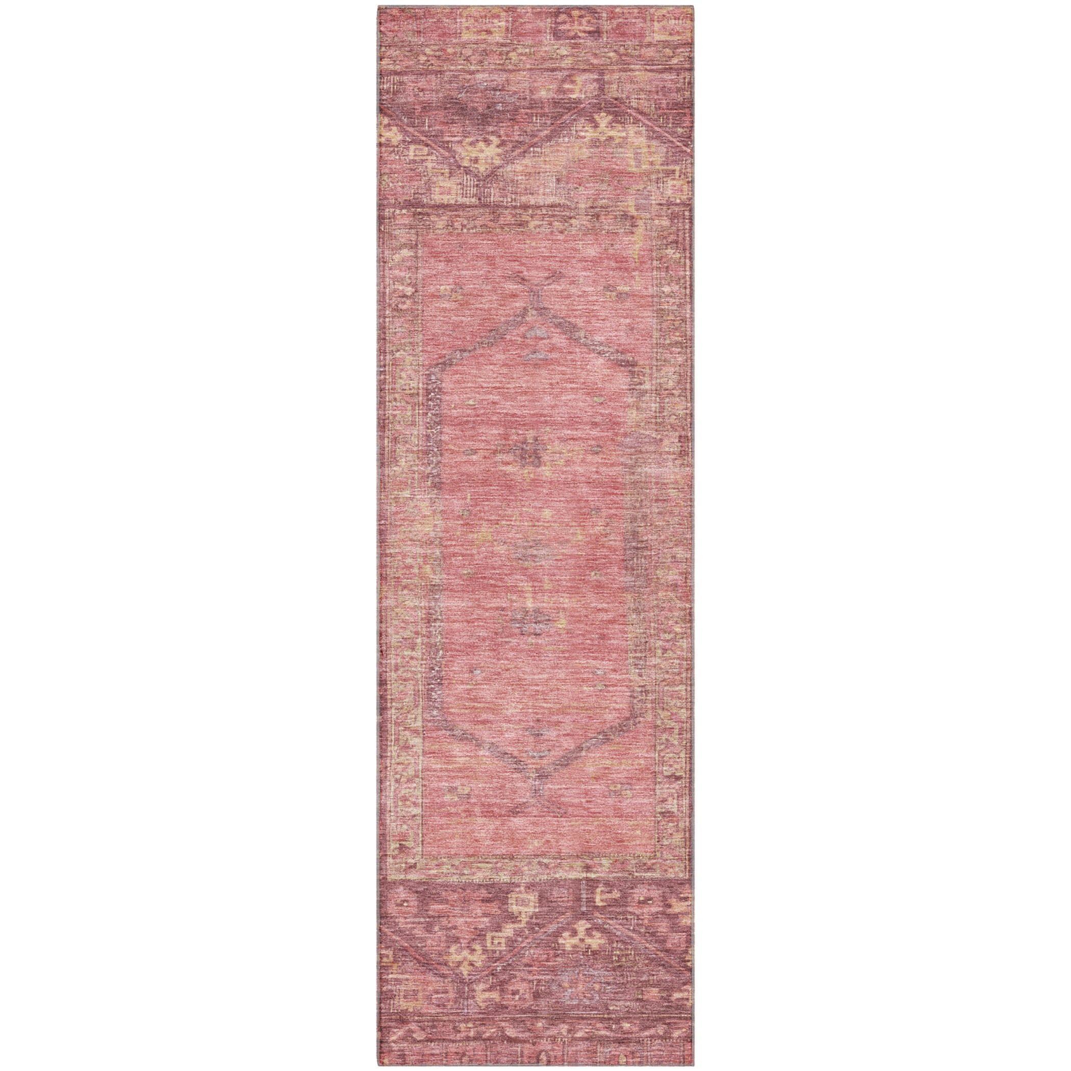 Cusco Machine Washable Traditional Blush Pink Rug 2'3" x 7'6" #shape_Runner