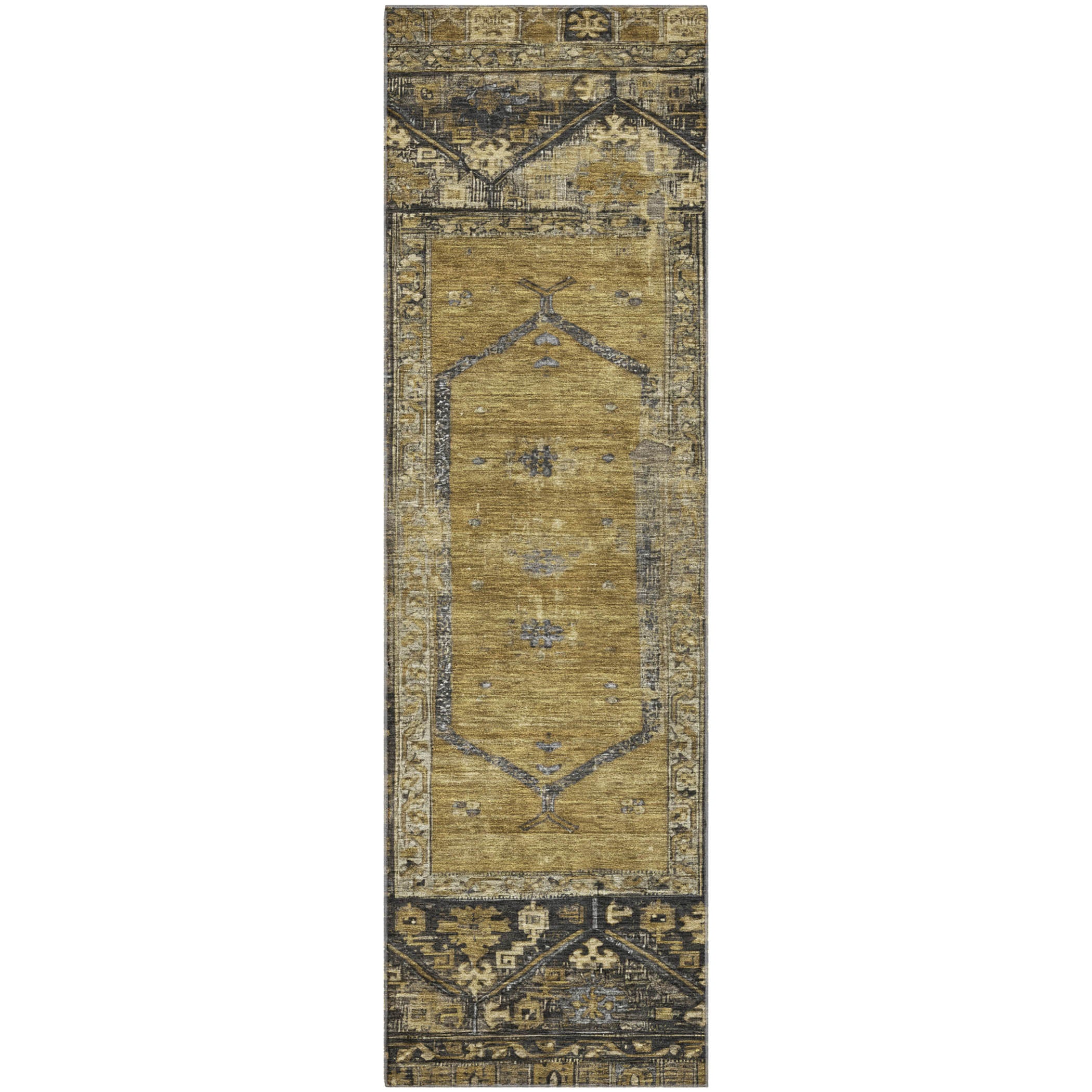 Cusco Machine Washable Traditional Brown Rug 2'3" x 7'6" #shape_Runner