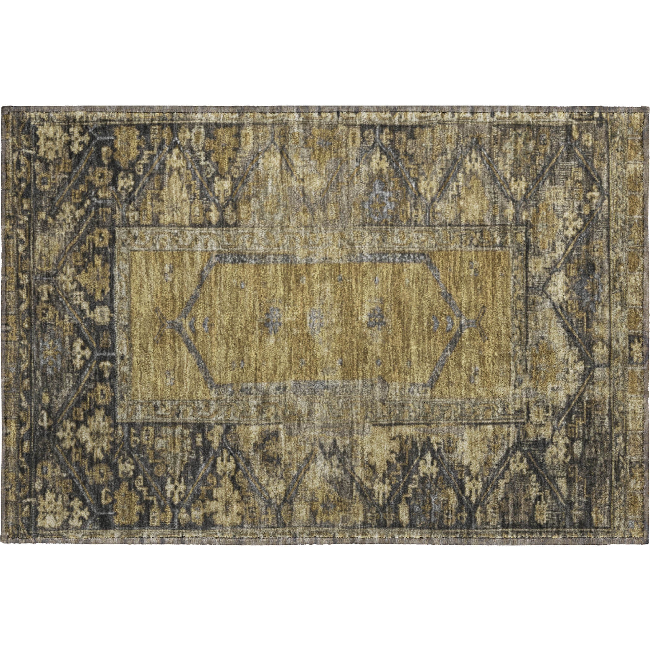 Cusco Machine Washable Traditional Brown Rug 1'8" x 2'6" #shape_Rectangle