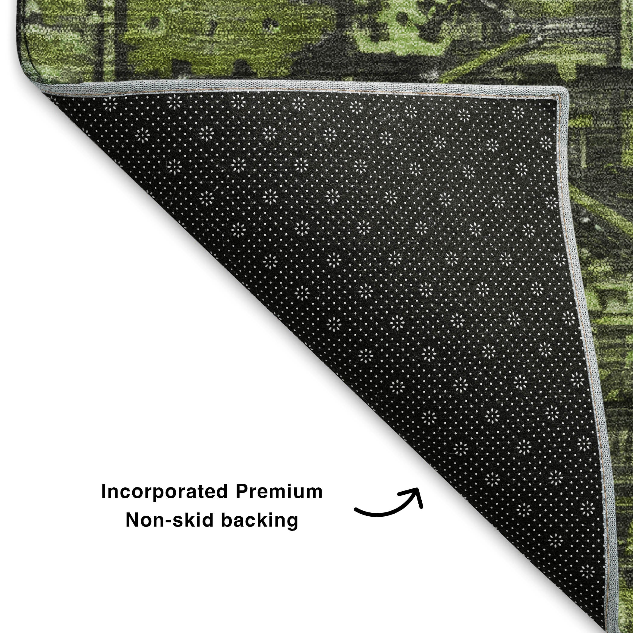 Cusco Machine Washable Traditional Olive Green Rug 1'8" x 2'6" #shape_Rectangle