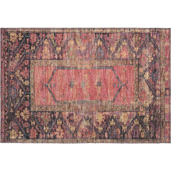 Cusco Machine Washable Traditional Salmon Orange Rug 1'8" x 2'6"