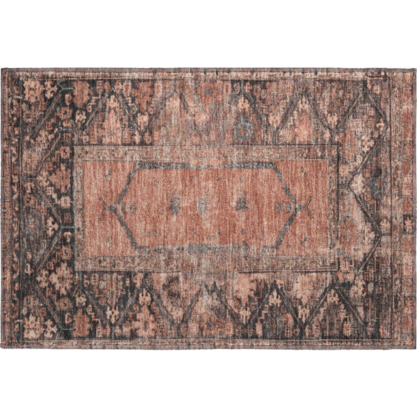Cusco Machine Washable Traditional Terracotta Orange Rug 1'8" x 2'6"