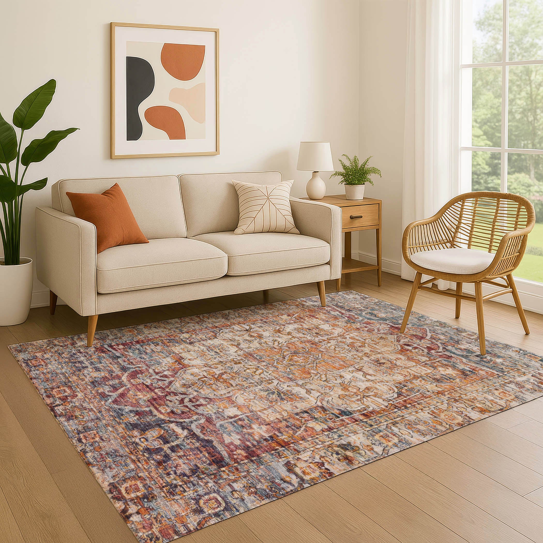 Ghent Machine Washable Traditional Copper Orange Rug 2'6" x 3'10" #shape_Rectangle