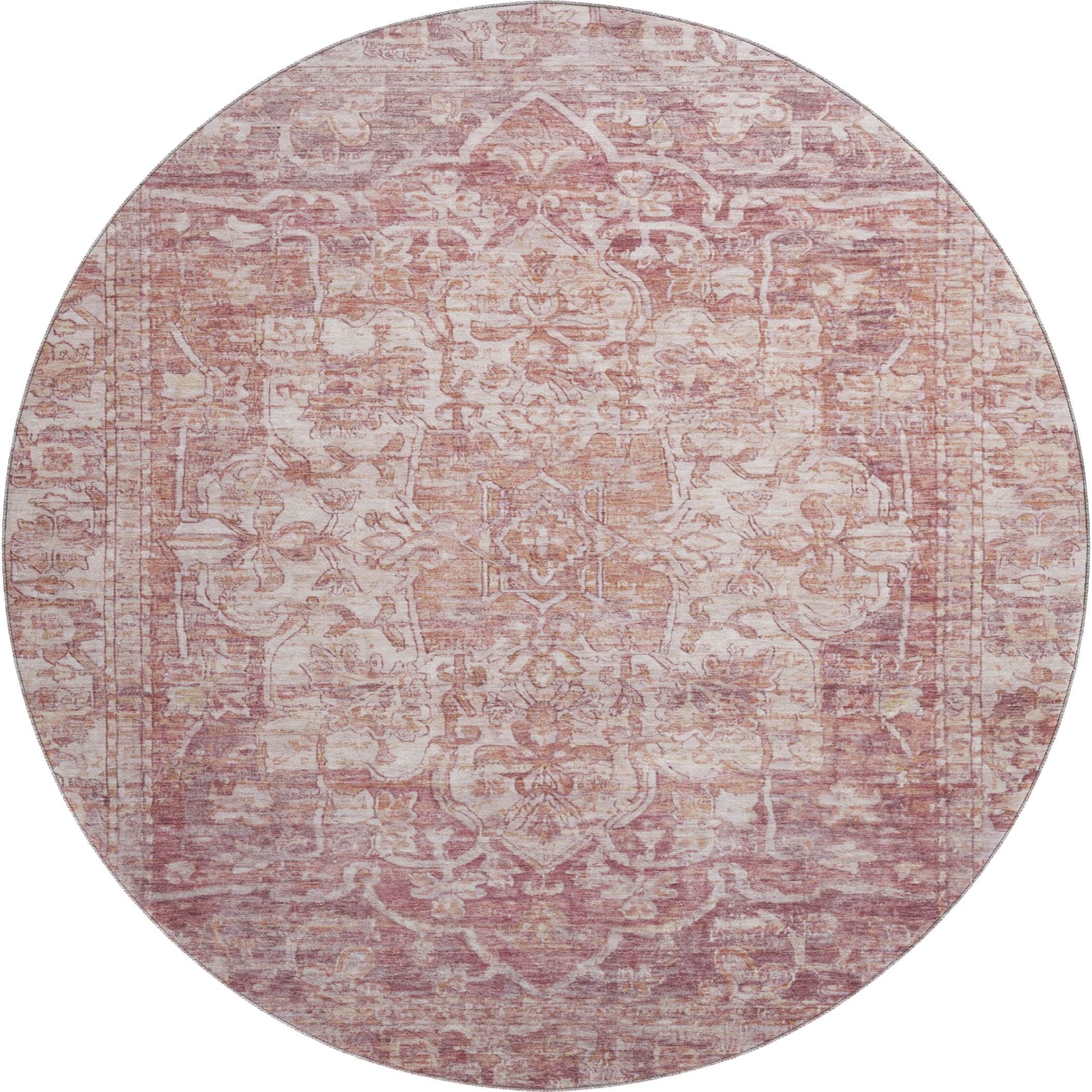 Ghent Machine Washable Traditional Paprika Orange Rug 8' x 8' #shape_Round