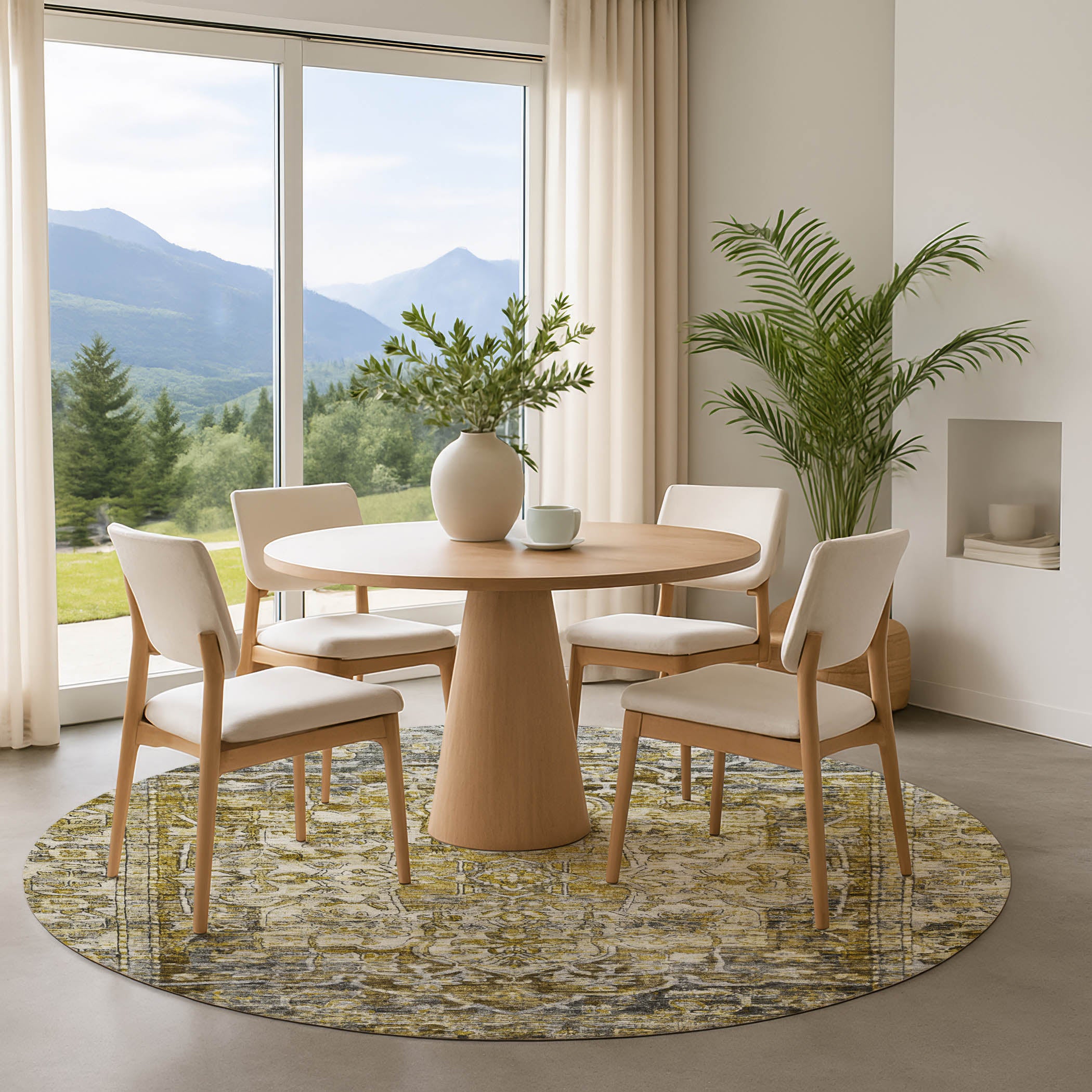 Ghent Machine Washable Traditional Pewter Gray Rug 8' x 8' #shape_Round