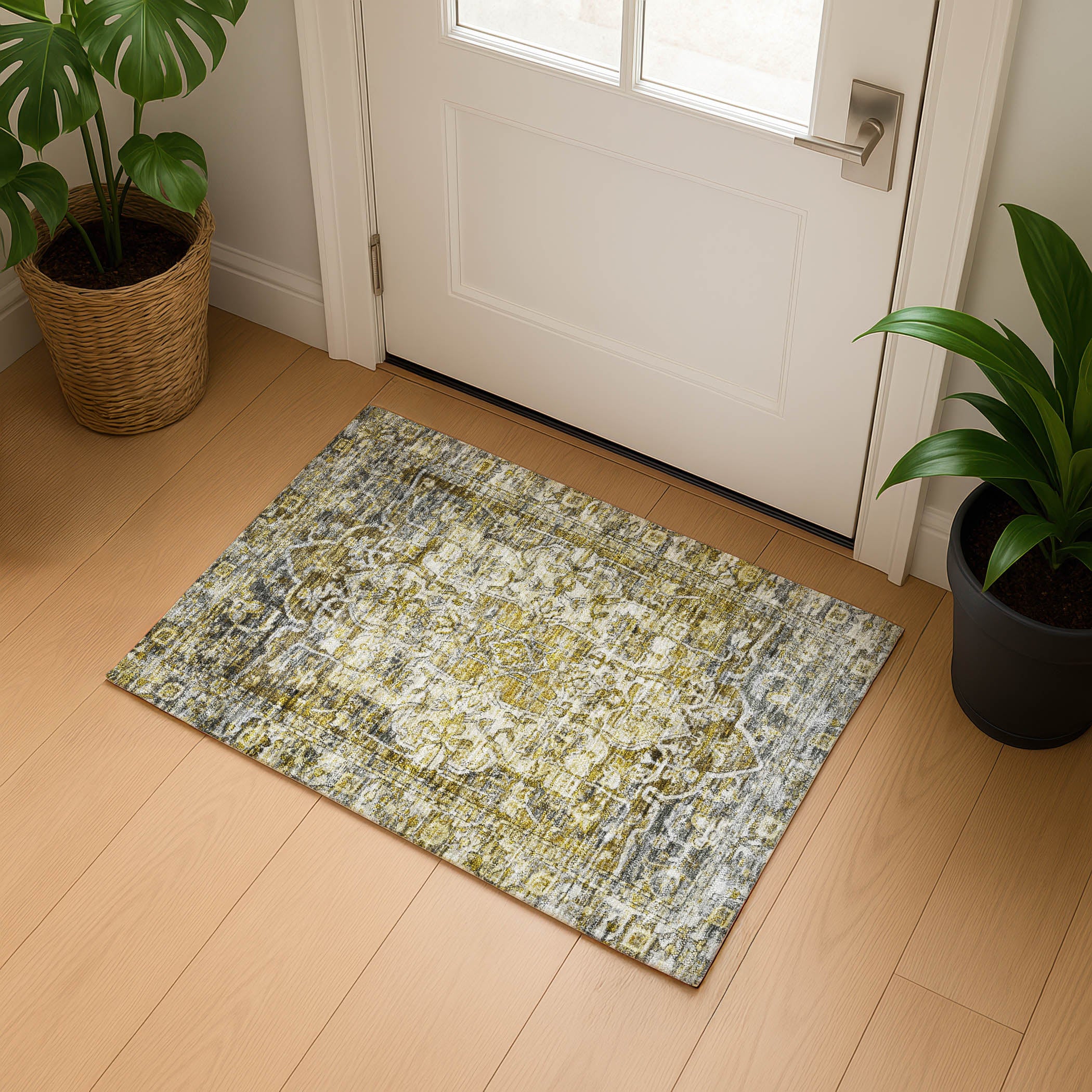 Ghent Machine Washable Traditional Pewter Gray Rug 1'8" x 2'6" #shape_Rectangle