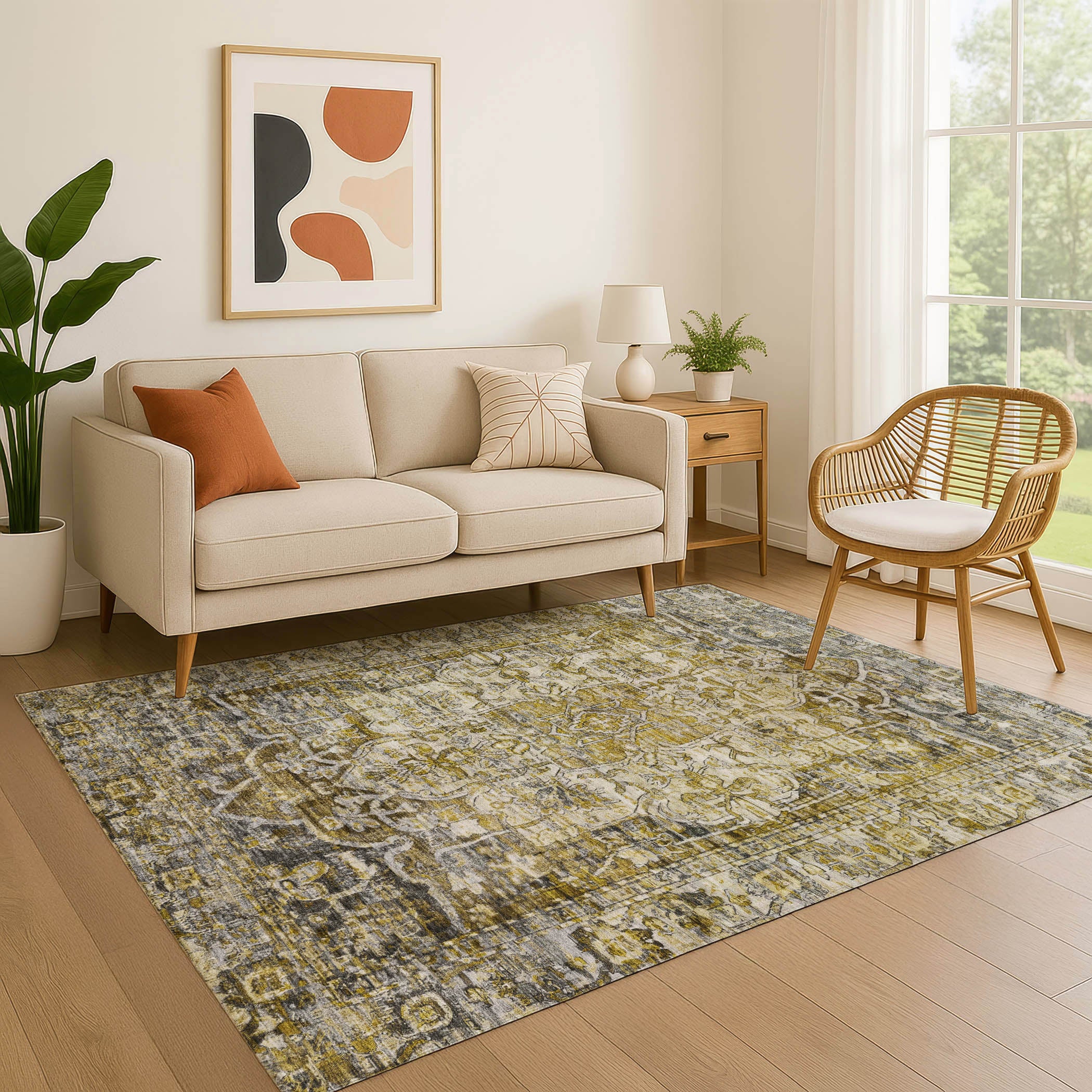 Ghent Machine Washable Traditional Pewter Gray Rug 2'6" x 3'10" #shape_Rectangle
