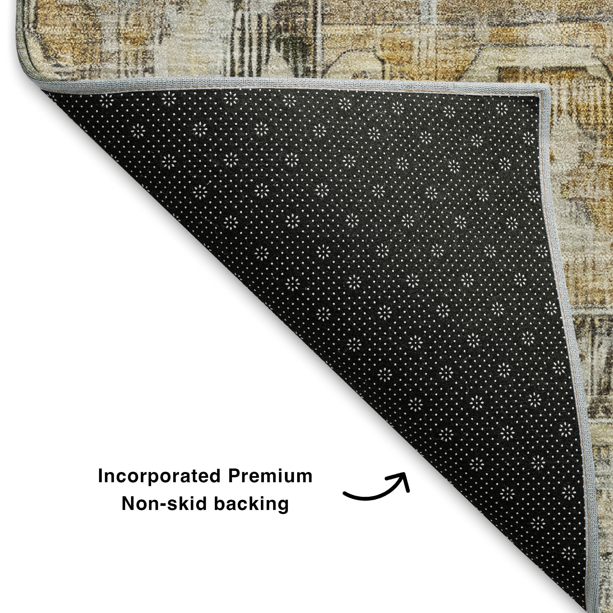 Istanbul Machine Washable Traditional Brown Rug 1'8" x 2'6" #shape_Rectangle