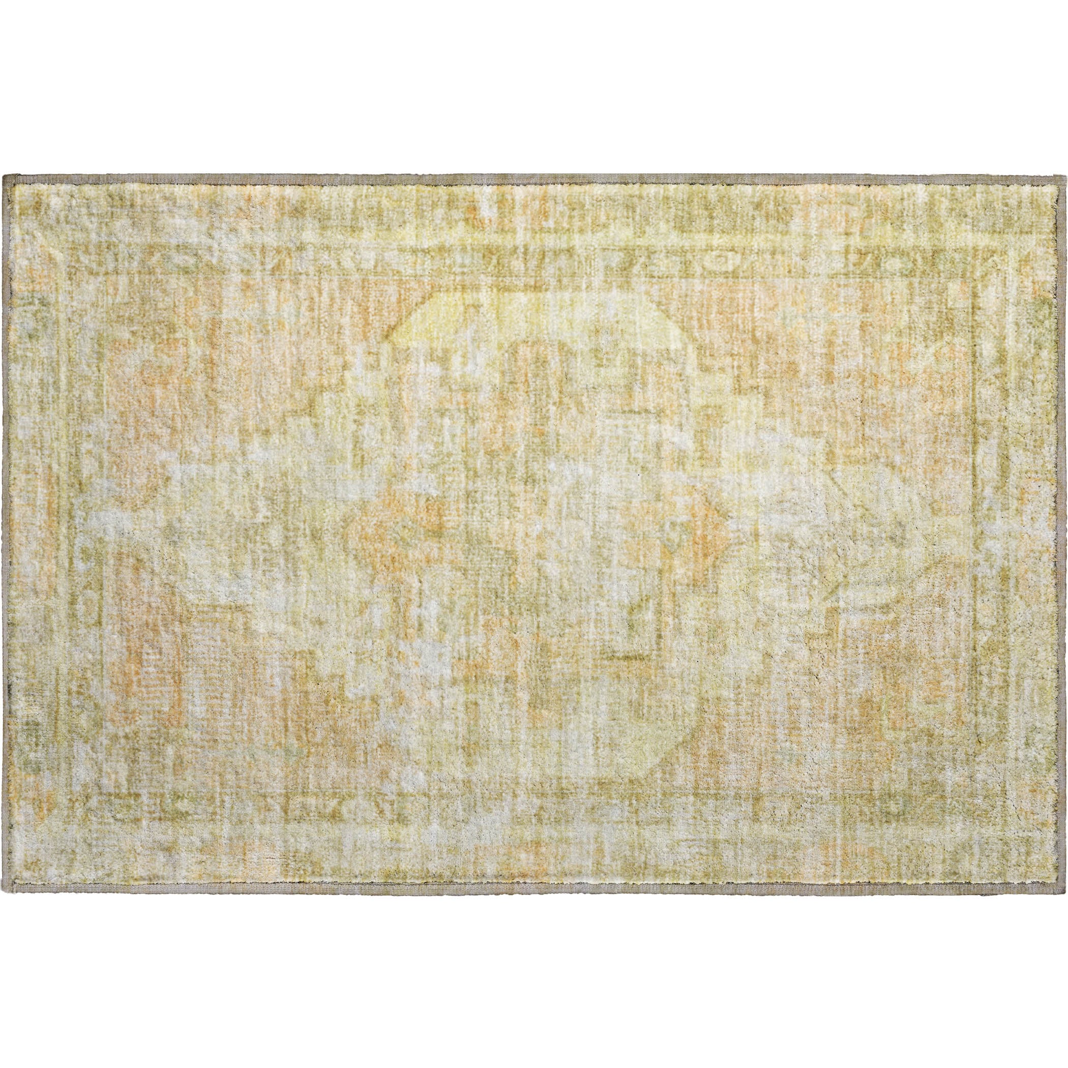 Istanbul Machine Washable Traditional Gold Rug 1'8" x 2'6" #shape_Rectangle