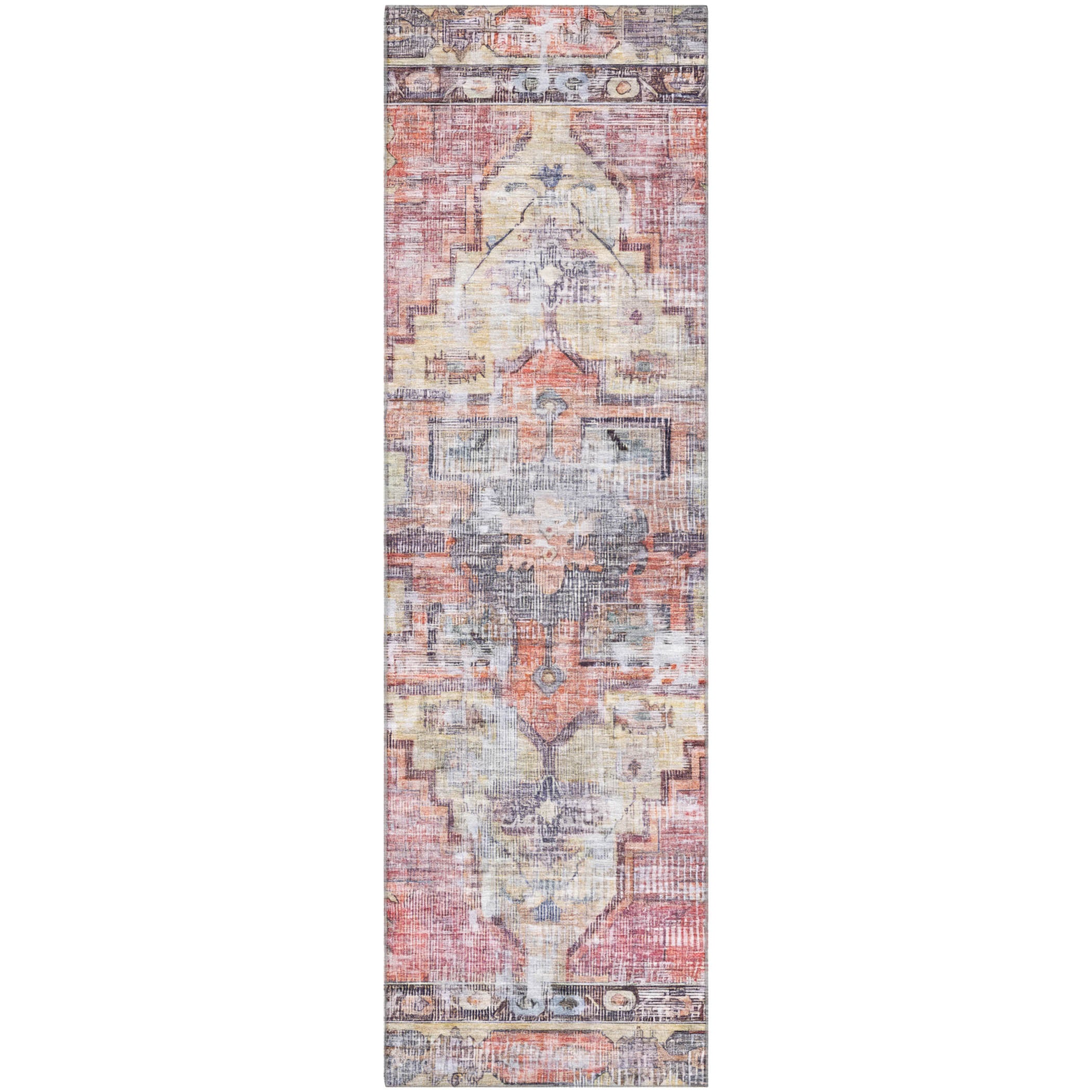 Istanbul Machine Washable Traditional Paprika Orange Rug 2'3" x 7'6" #shape_Runner