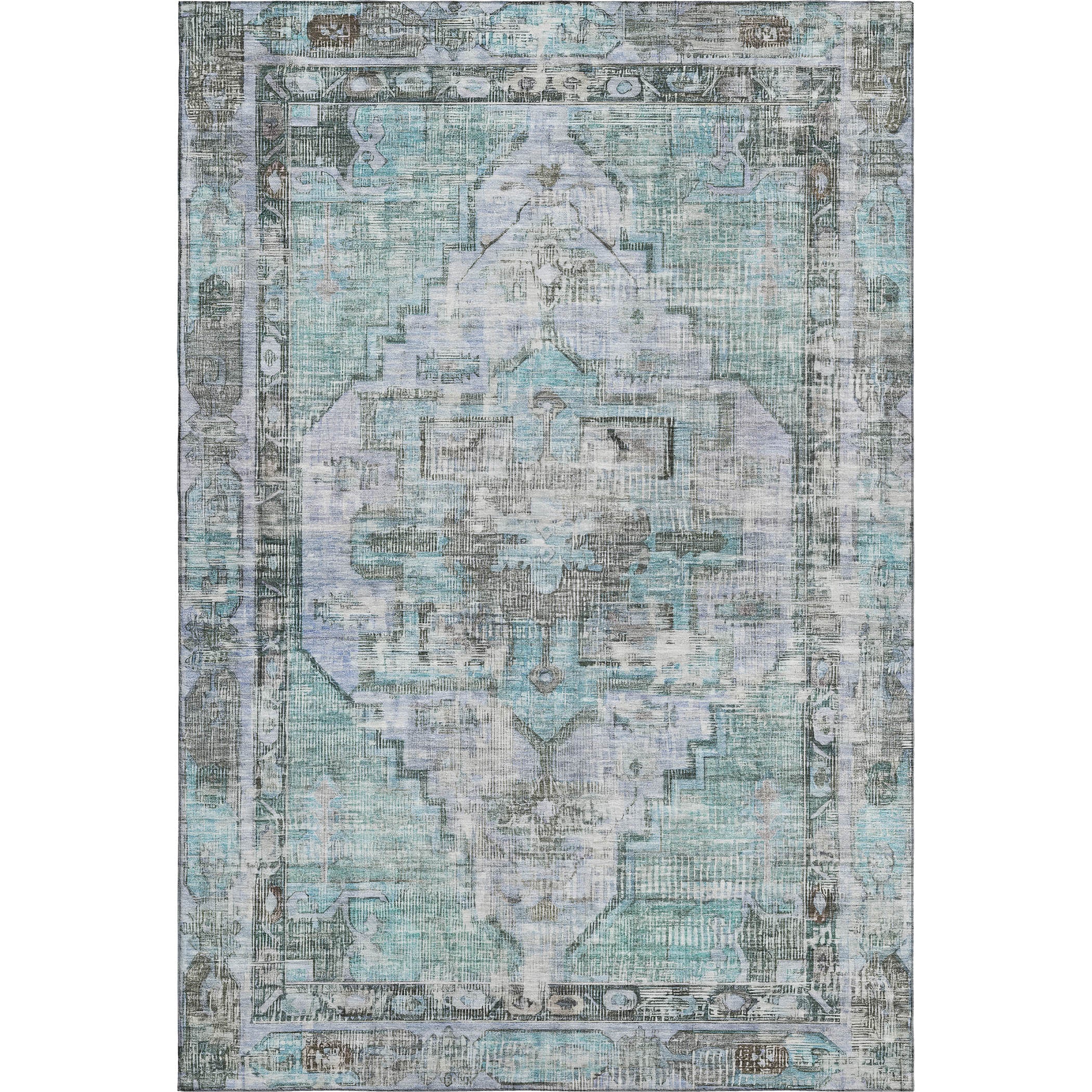 Istanbul Machine Washable Traditional Teal Rug 2'6" x 3'10" #shape_Rectangle