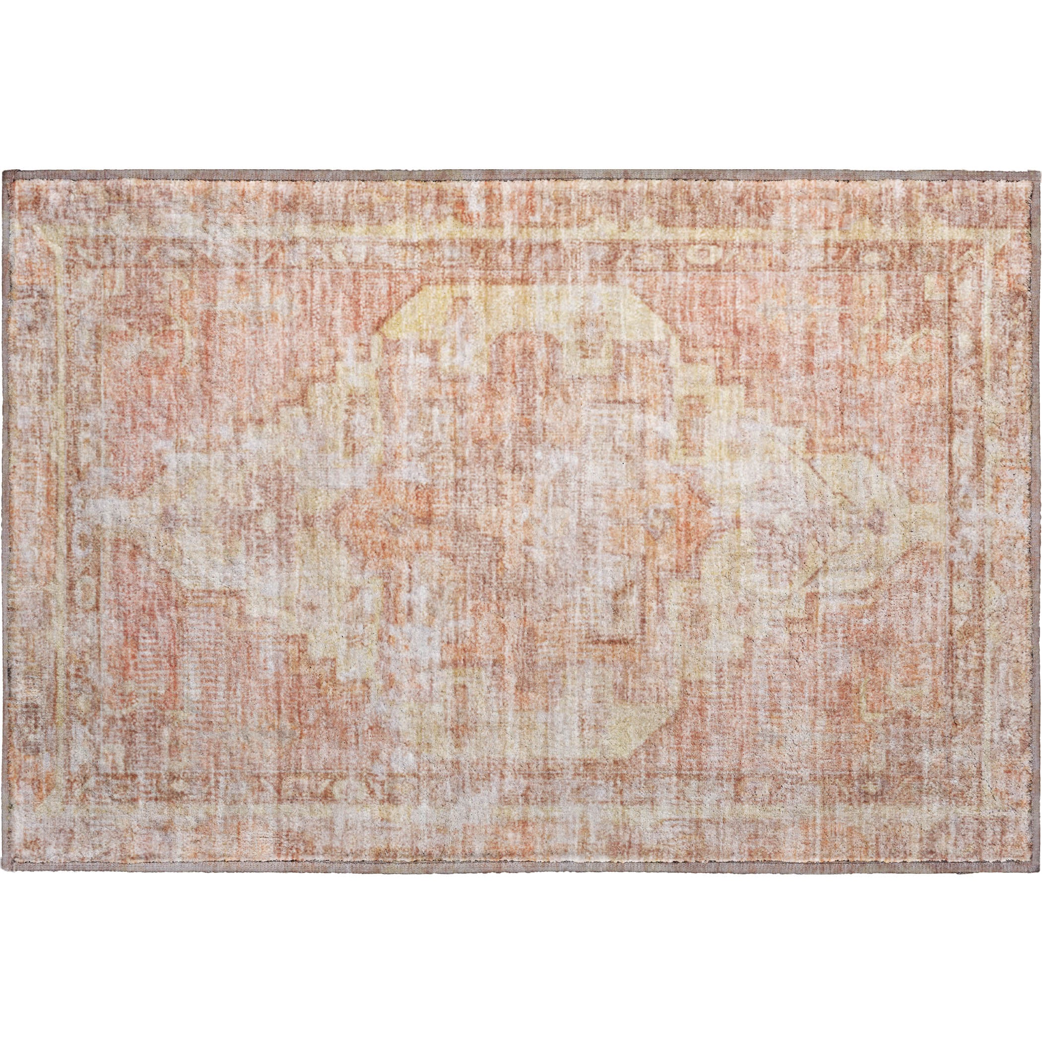 Istanbul Machine Washable Traditional Terracotta Orange Rug 1'8" x 2'6" #shape_Rectangle