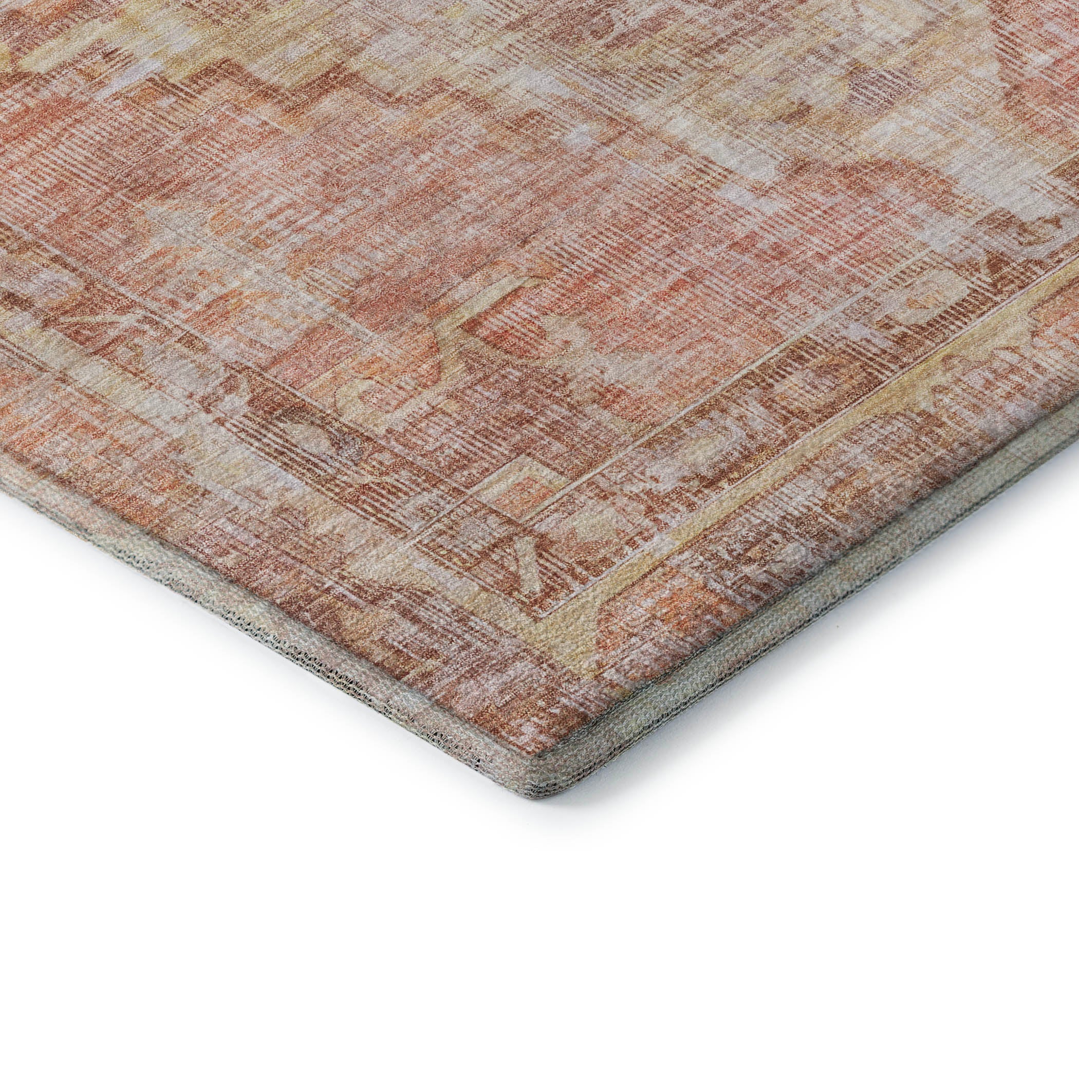 Istanbul Machine Washable Traditional Terracotta Orange Rug 1'8" x 2'6" #shape_Rectangle
