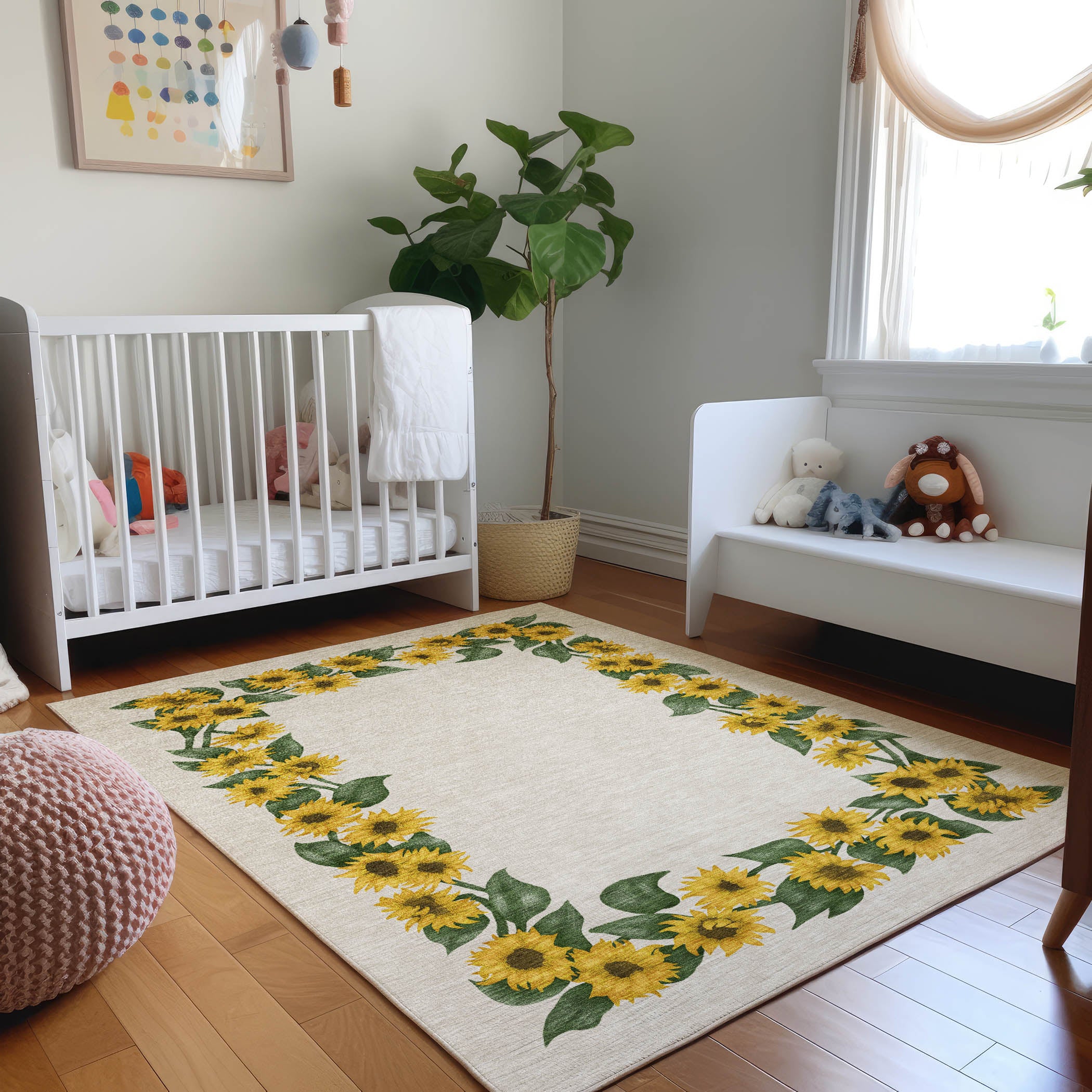Split Machine Washable Kitchen Yellow Beige Rug 2'6" x 3'10" #shape_Rectangle