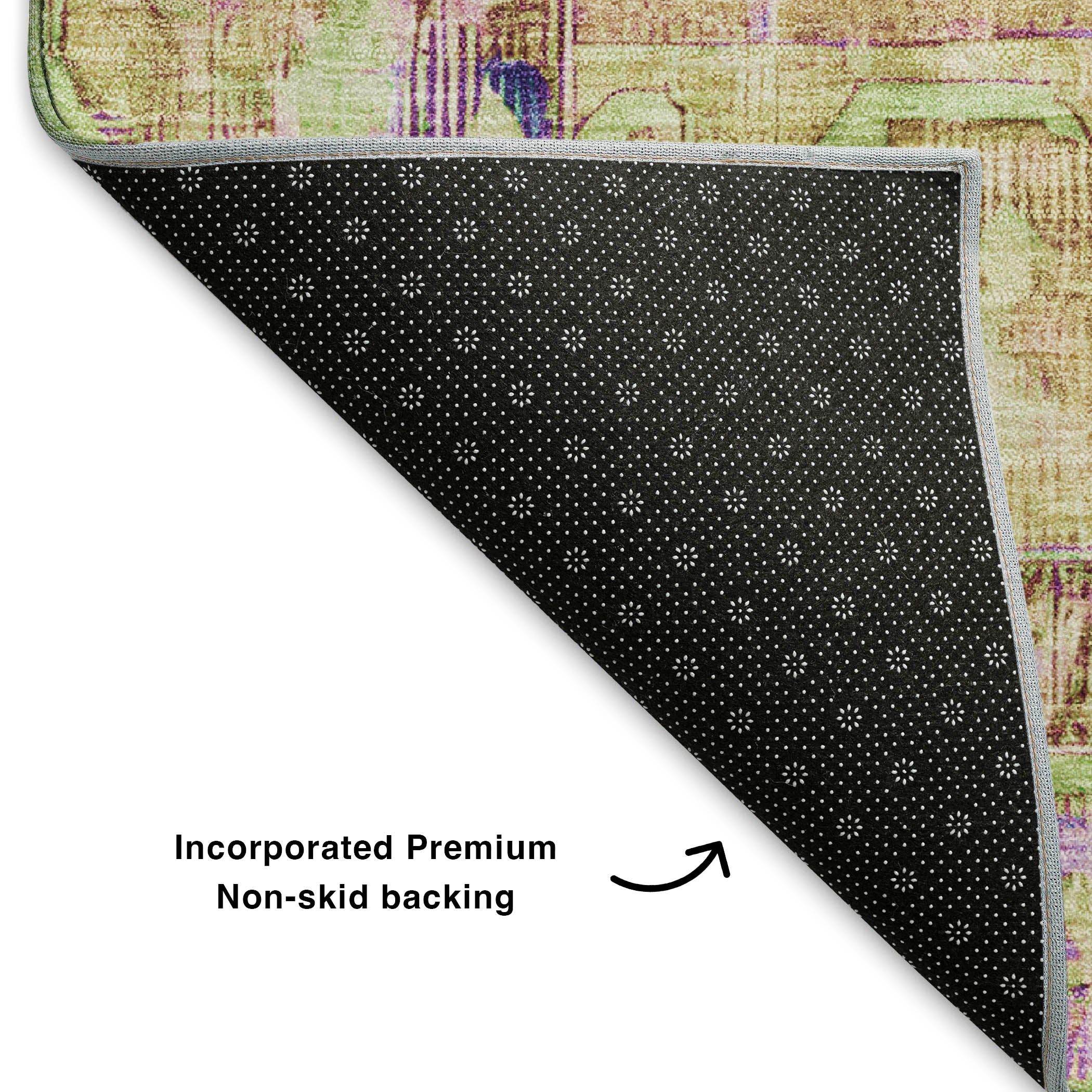 Lima Machine Washable Traditional Lime Green Rug 1'8" x 2'6" #shape_Rectangle