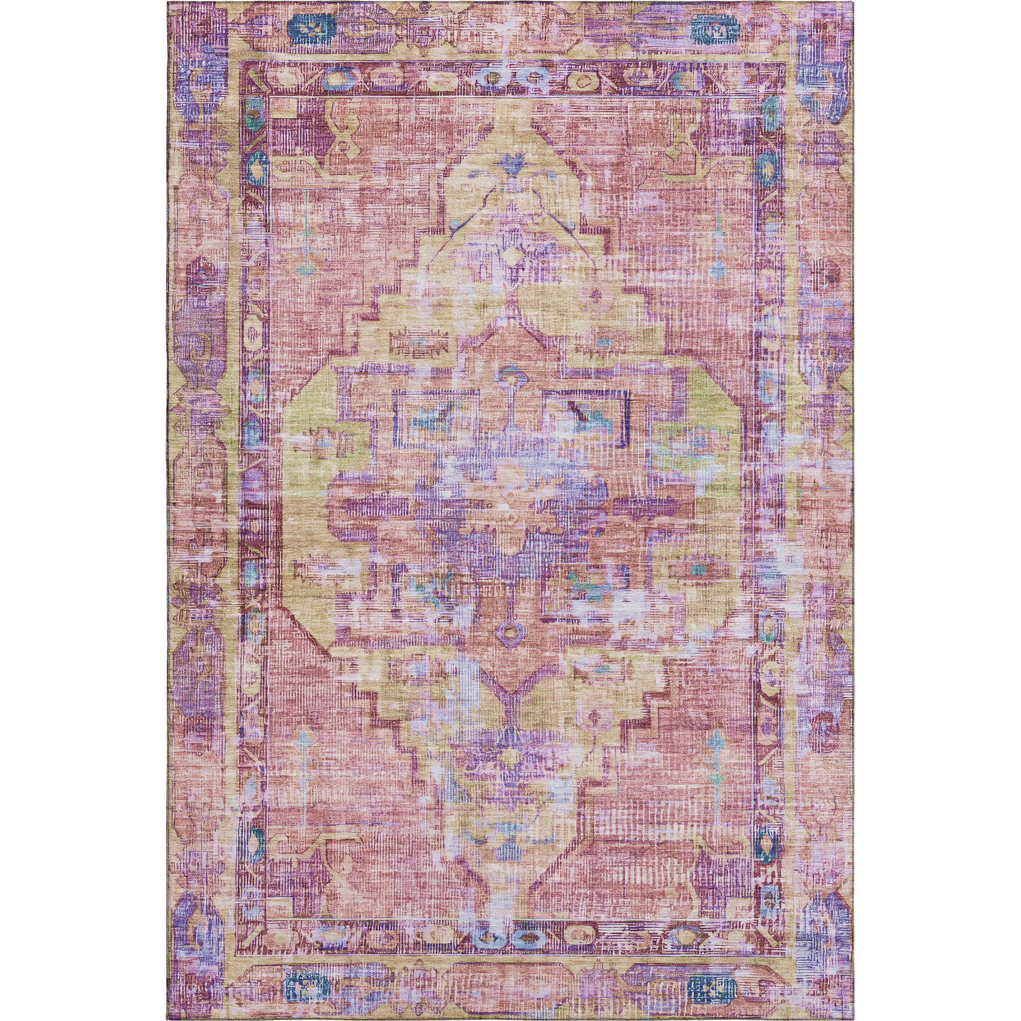 Lima Machine Washable Traditional Pink Rug 2'6" x 3'10" #shape_Rectangle