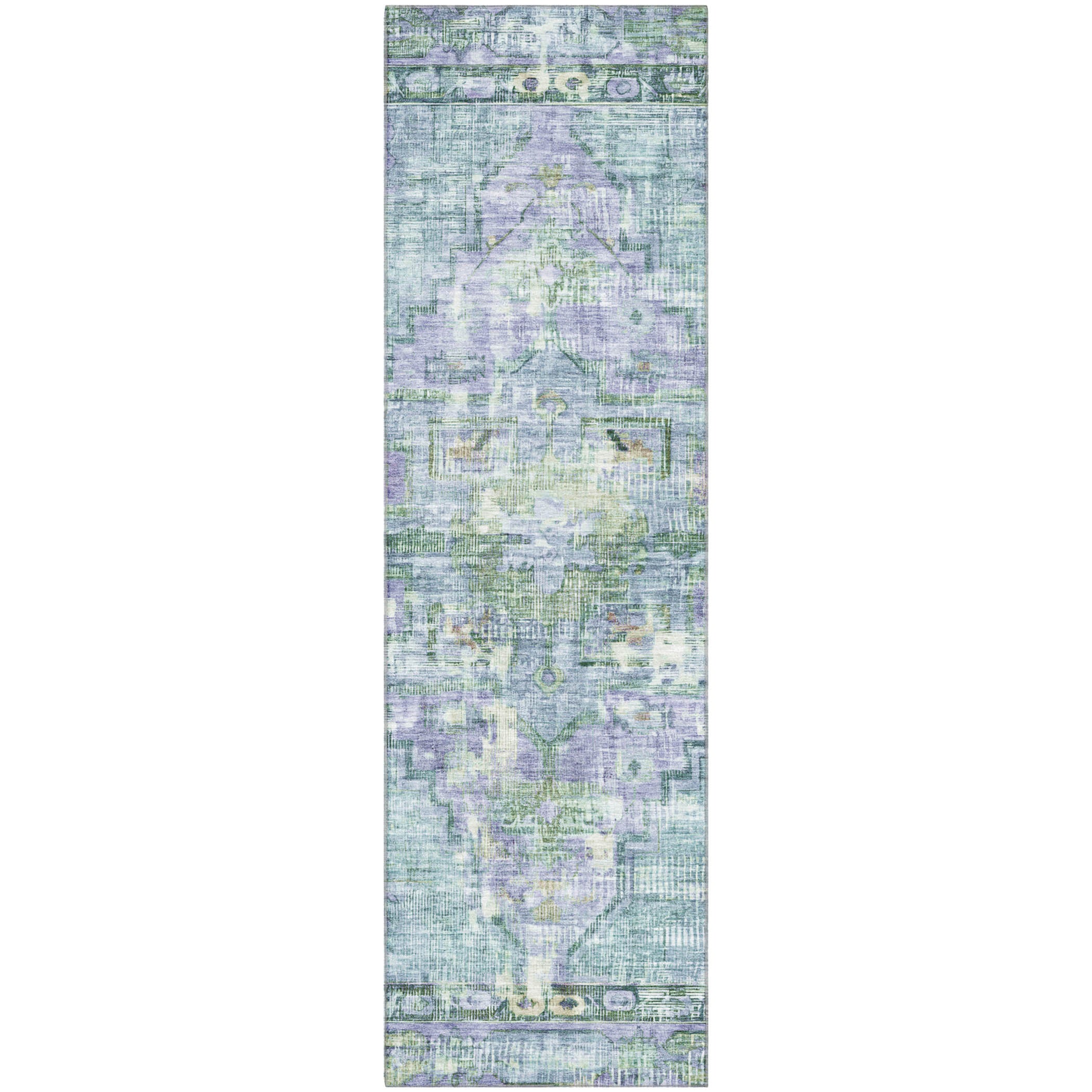 Lima Machine Washable Traditional Teal Rug 2'3" x 7'6" #shape_Runner
