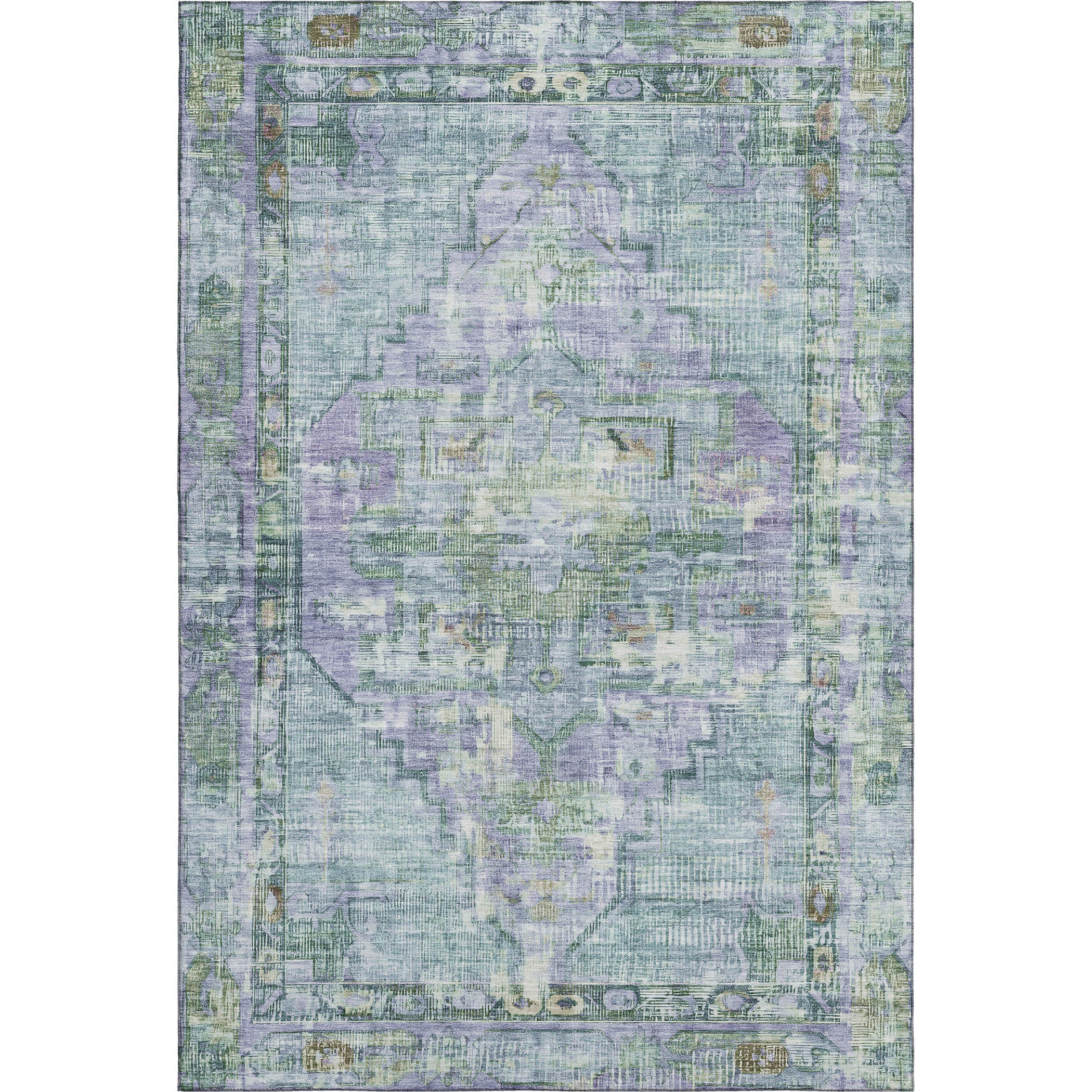 Lima Machine Washable Traditional Teal Rug 2'6" x 3'10" #shape_Rectangle