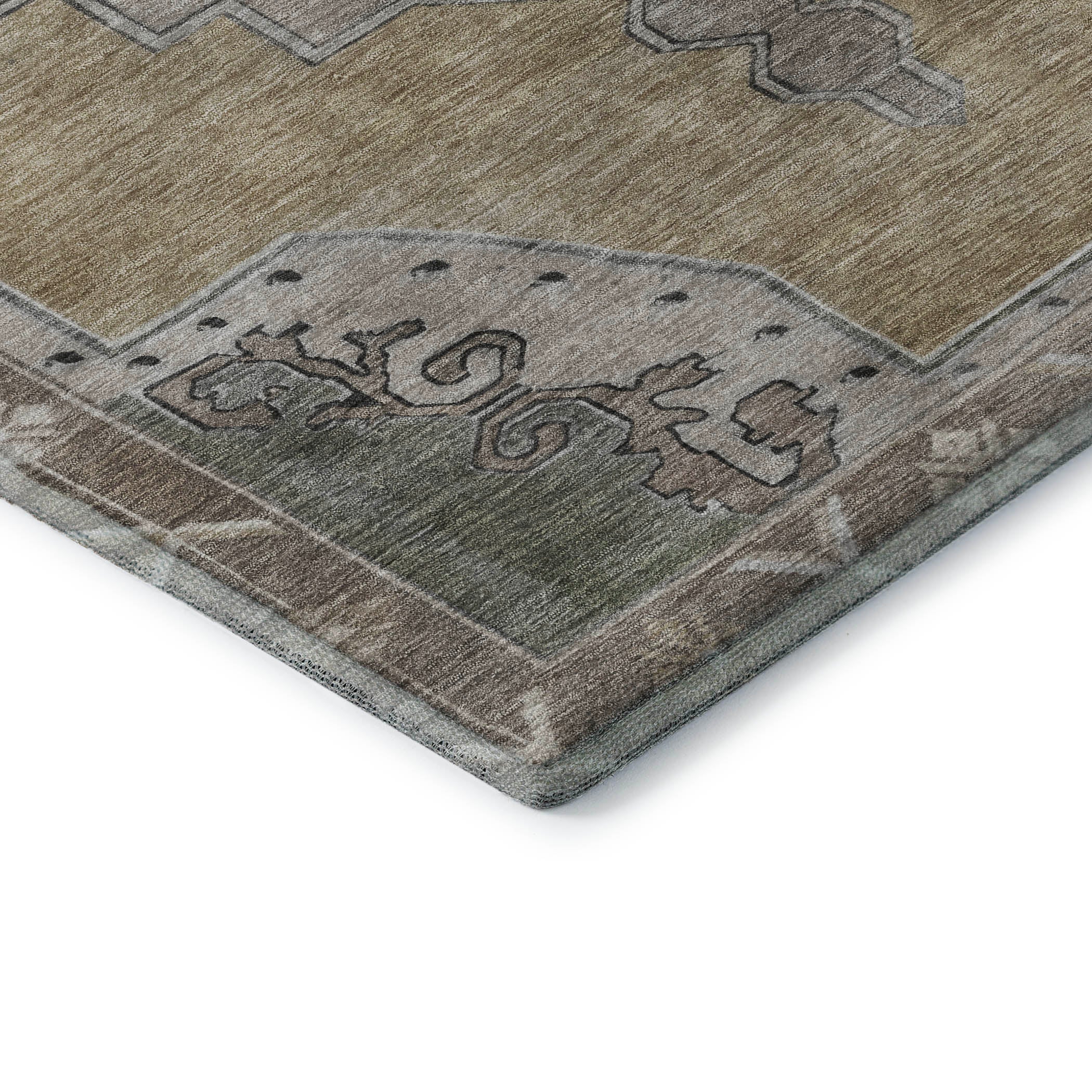 Porto Machine Washable Traditional Beige Brown Rug 1'8" x 2'6" #shape_Rectangle