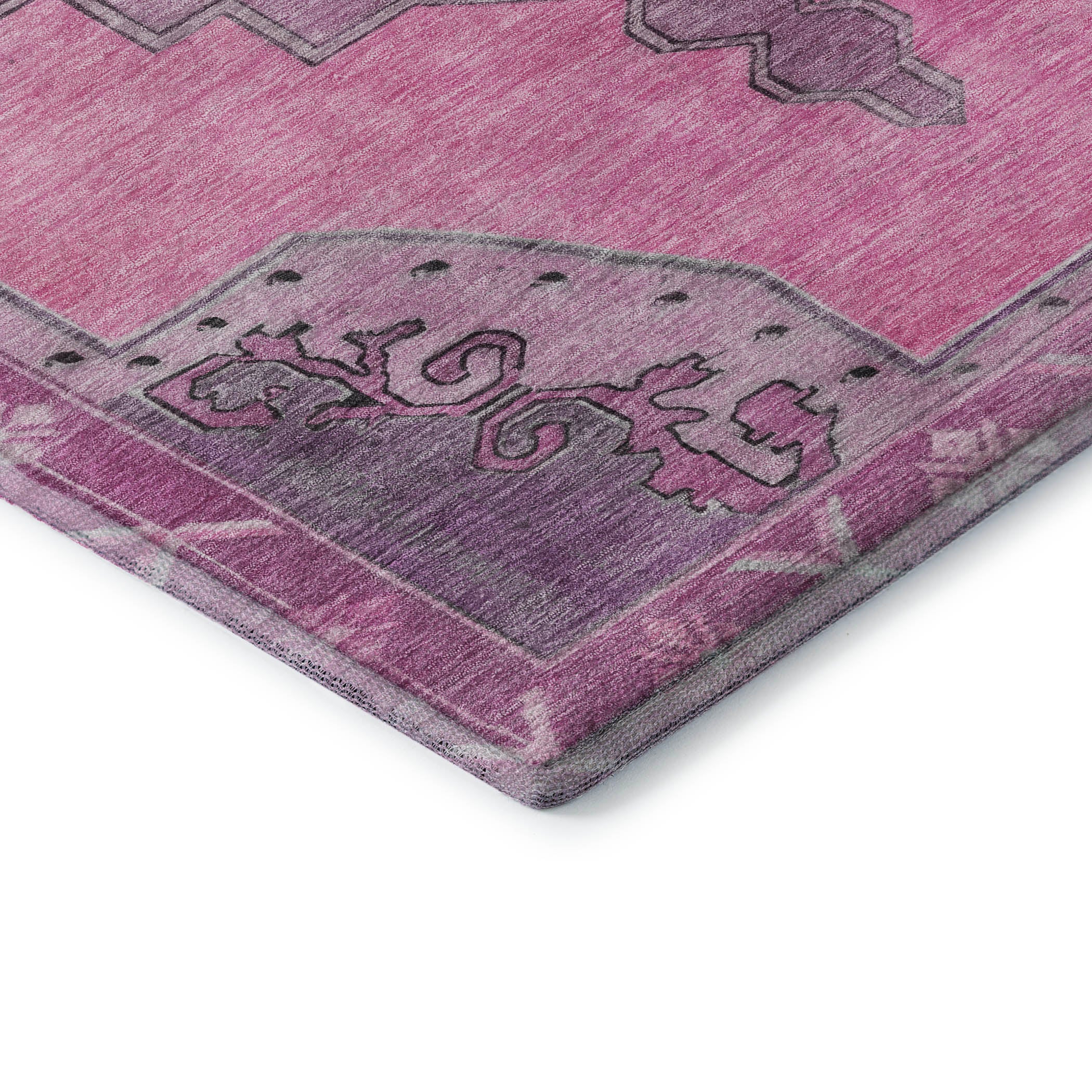 Porto Machine Washable Traditional Pink Rug 1'8" x 2'6" #shape_Rectangle
