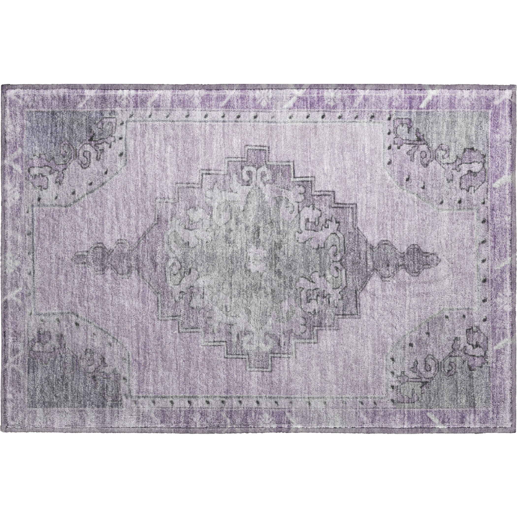 Porto Machine Washable Traditional Plum Purple Rug 1'8" x 2'6" #shape_Rectangle