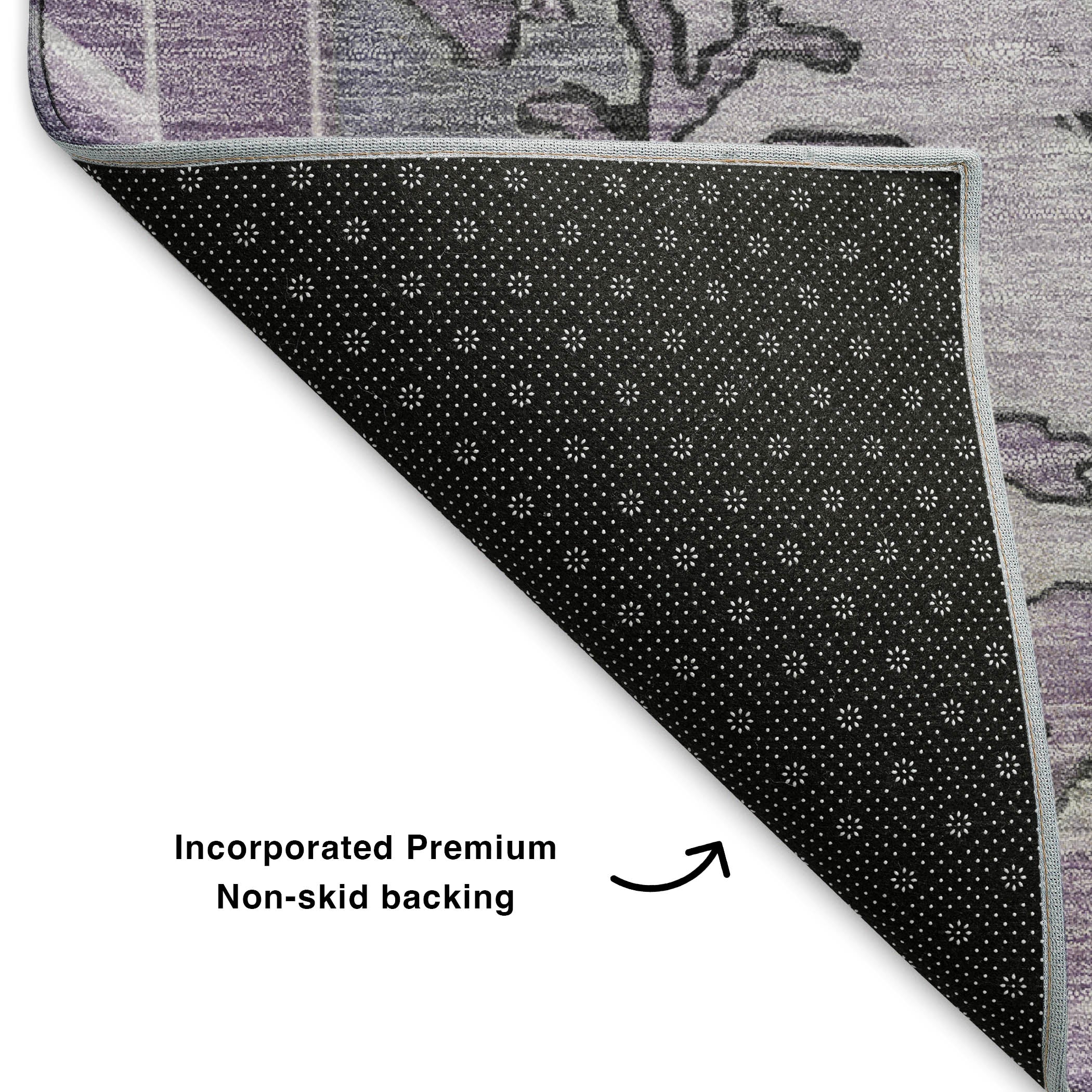 Porto Machine Washable Traditional Plum Purple Rug 1'8" x 2'6" #shape_Rectangle