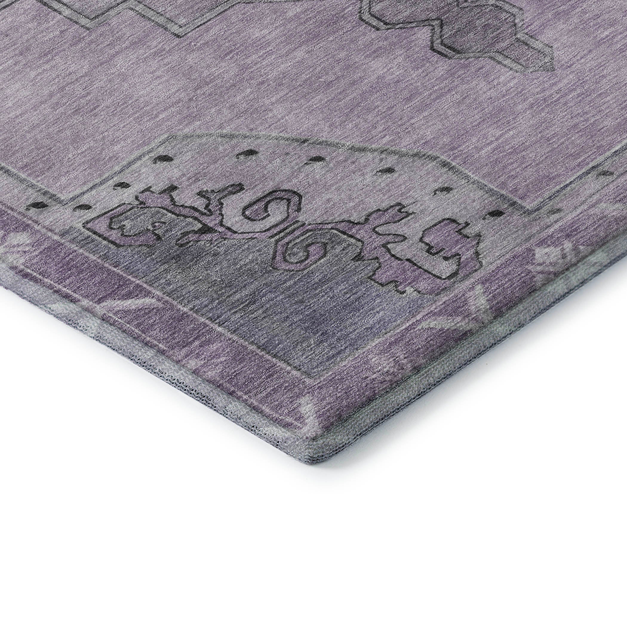 Porto Machine Washable Traditional Plum Purple Rug 1'8" x 2'6" #shape_Rectangle