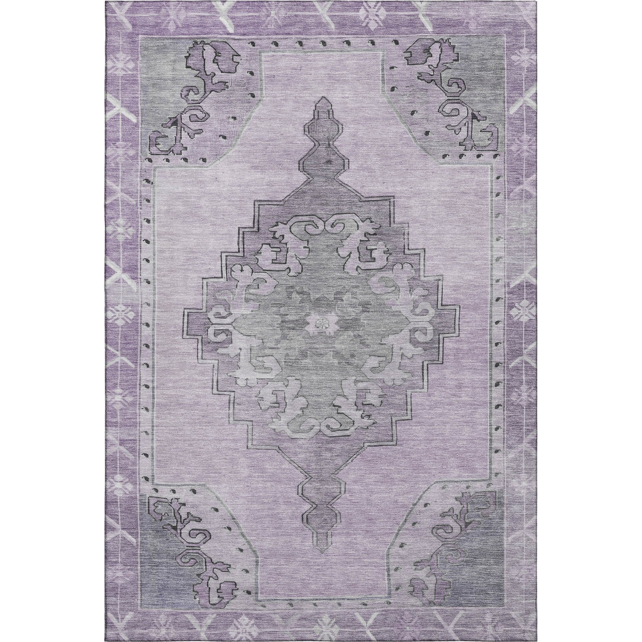 Porto Machine Washable Traditional Plum Purple Rug 2'6" x 3'10" #shape_Rectangle