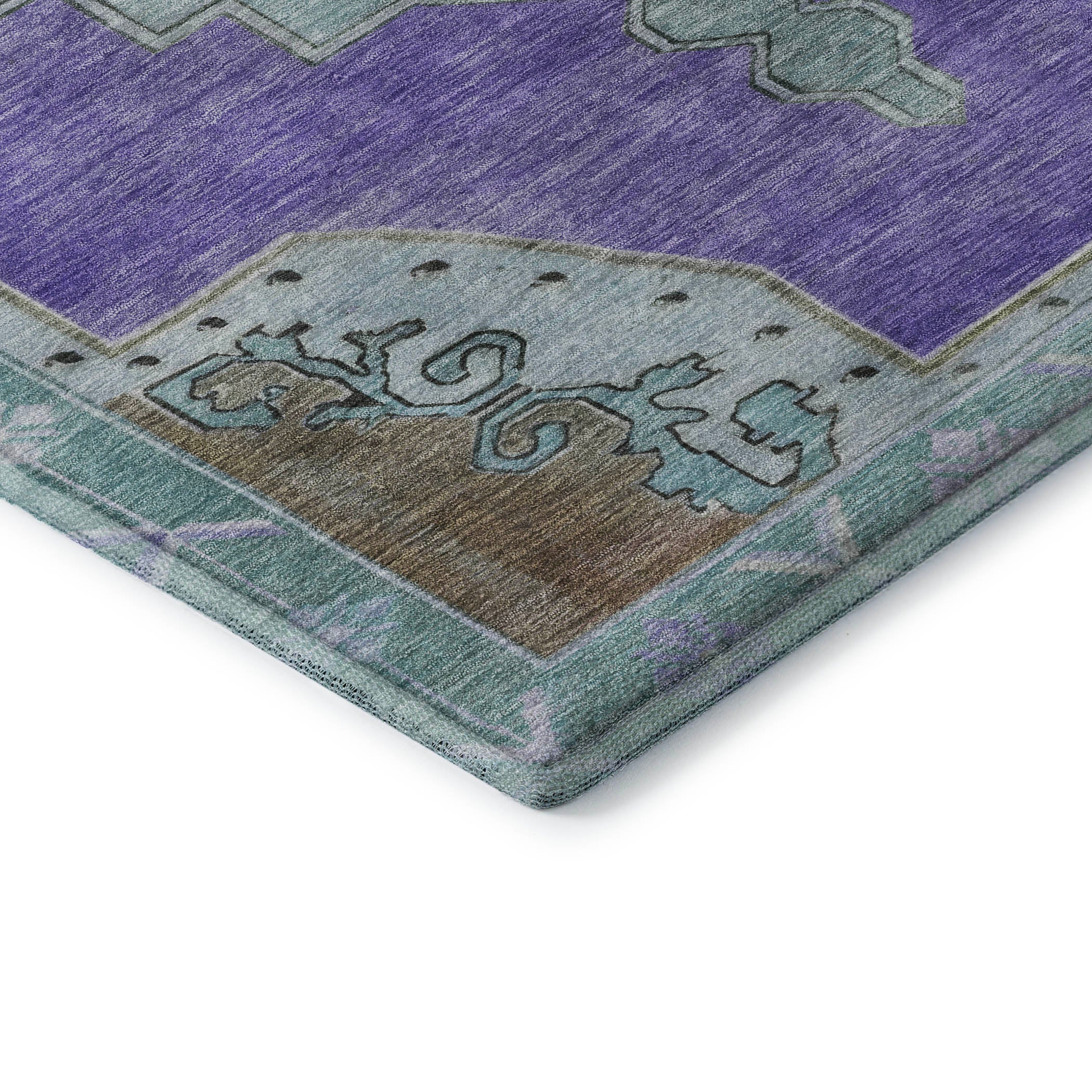 Porto Machine Washable Traditional Purple Rug 1'8" x 2'6" #shape_Rectangle