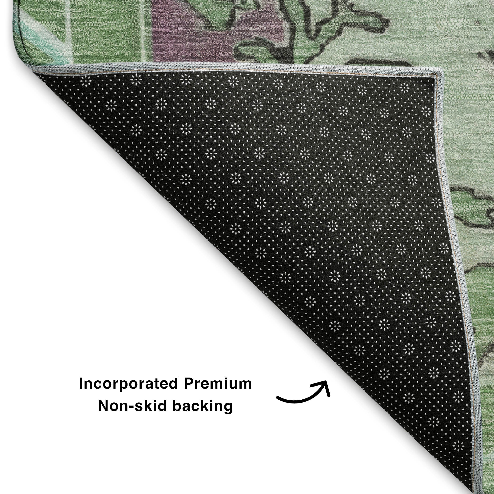 Porto Machine Washable Traditional Teal Rug 1'8" x 2'6" #shape_Rectangle