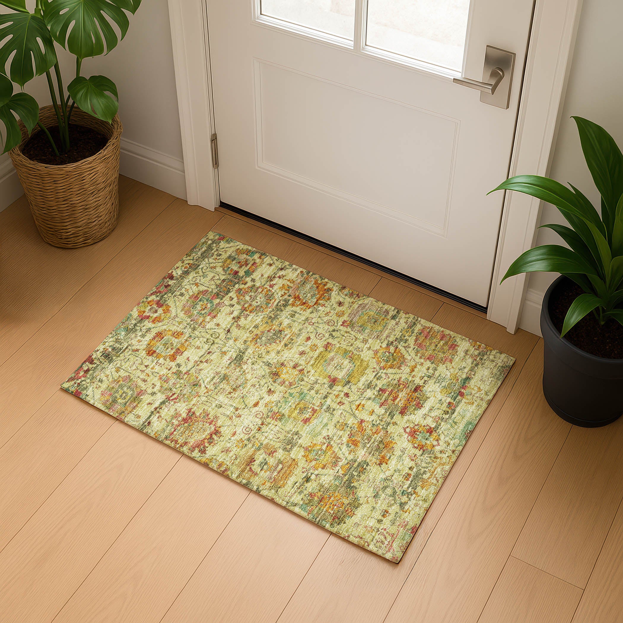 Kotor Machine Washable Traditional Gold Rug 1'8" x 2'6" #shape_Rectangle