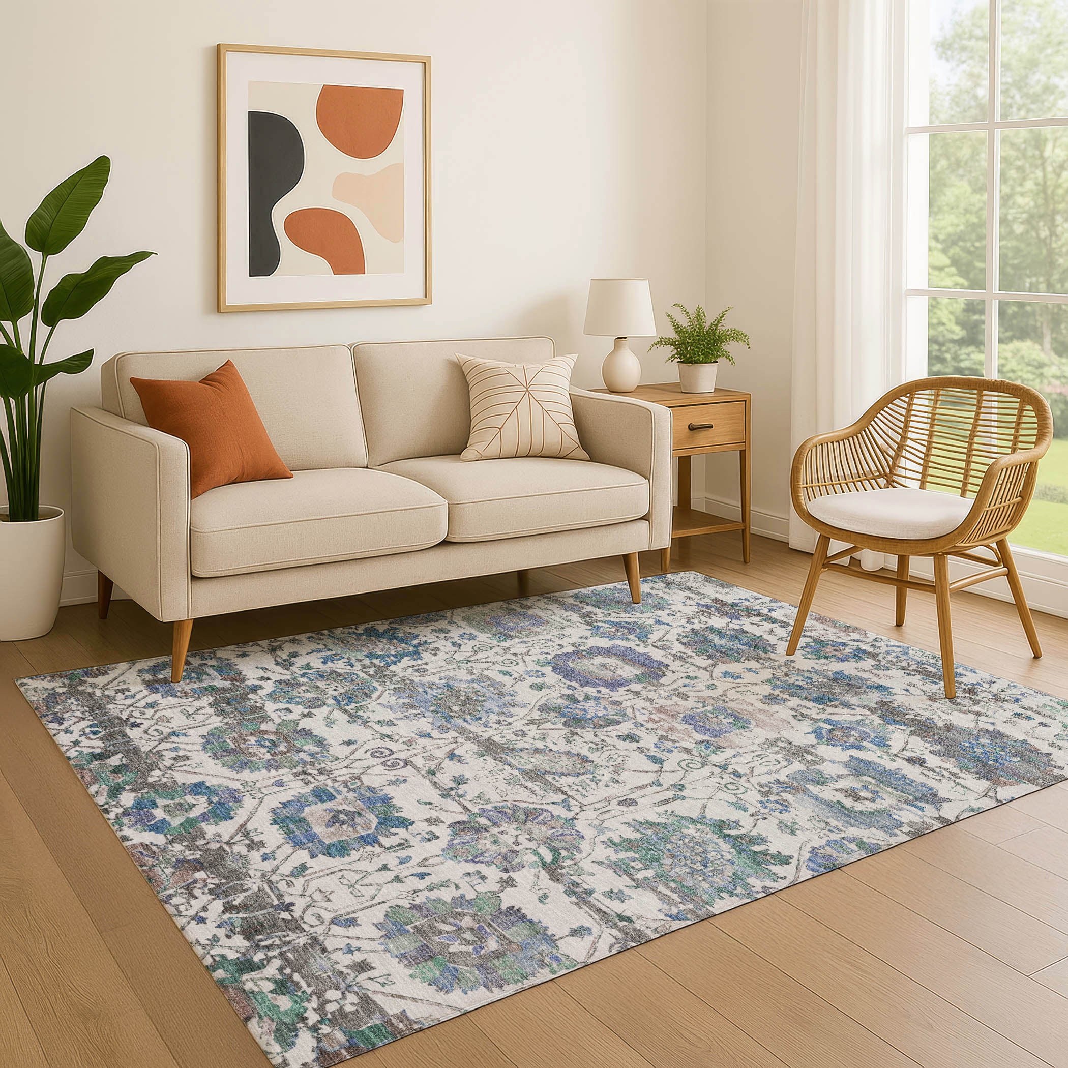 Kotor Machine Washable Traditional Ivory Rug 2'6" x 3'10" #shape_Rectangle