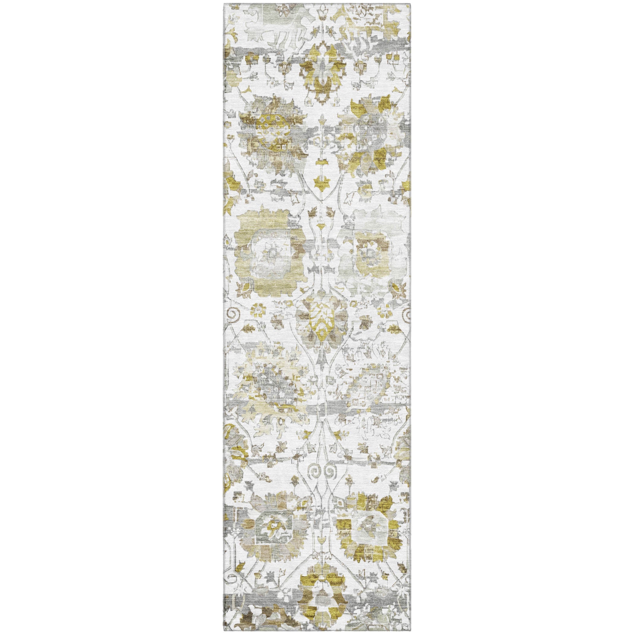 Kotor Machine Washable Traditional Linen Ivory Rug 2'3" x 7'6" #shape_Runner